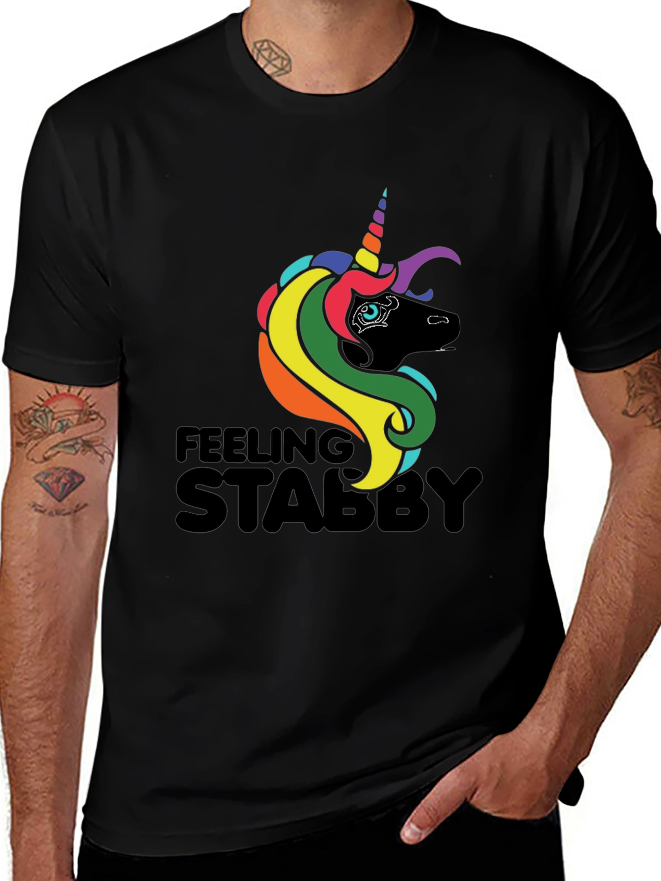 Variant 27 of Feeling Stabby Unicorn Black T-Shirt