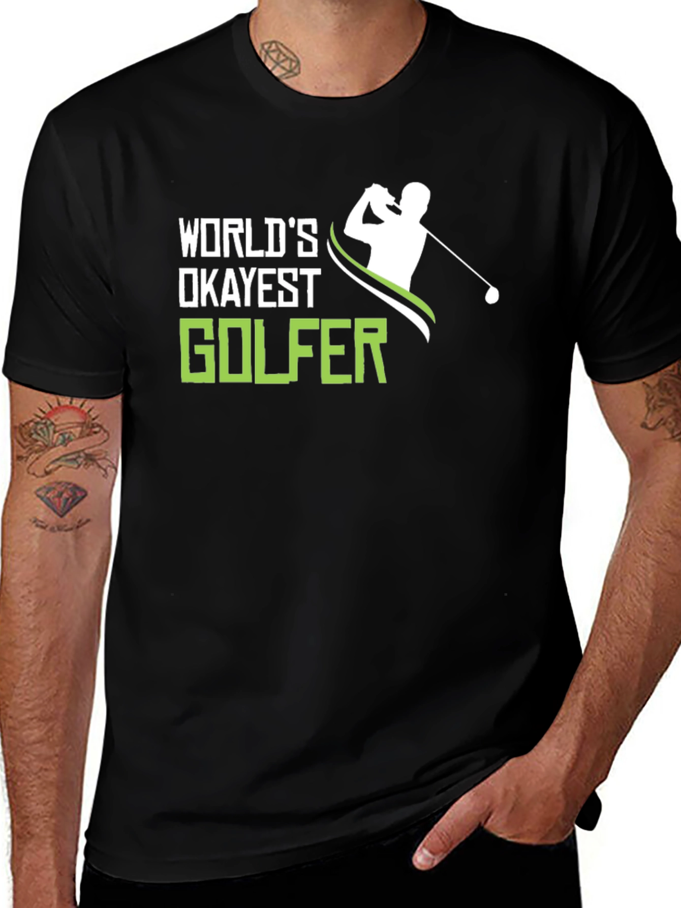 Black World's Okayest Golfer T-Shirt - Funny Golf Tee main image