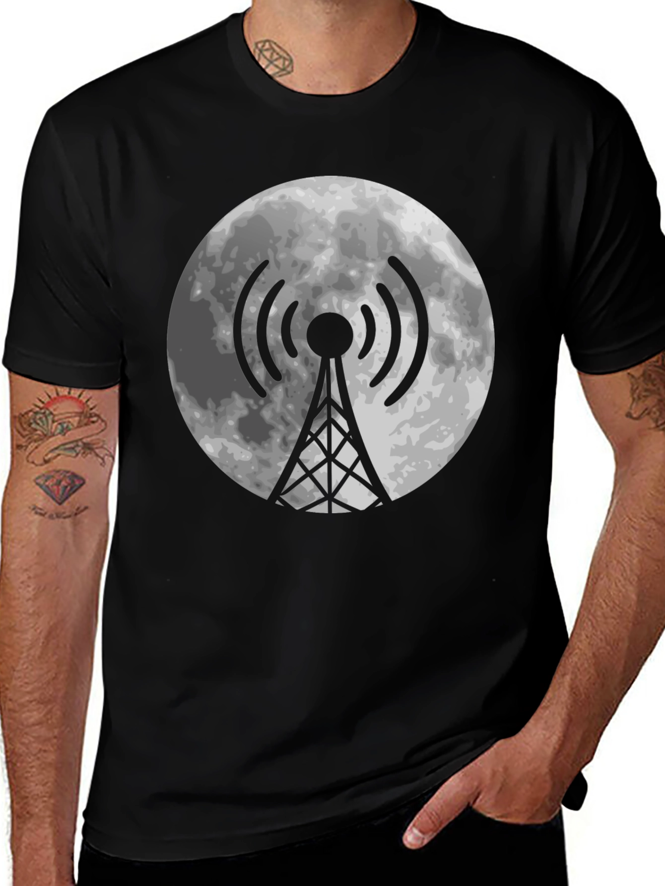 Variant 28 of Moon Antenna Black T-Shirt