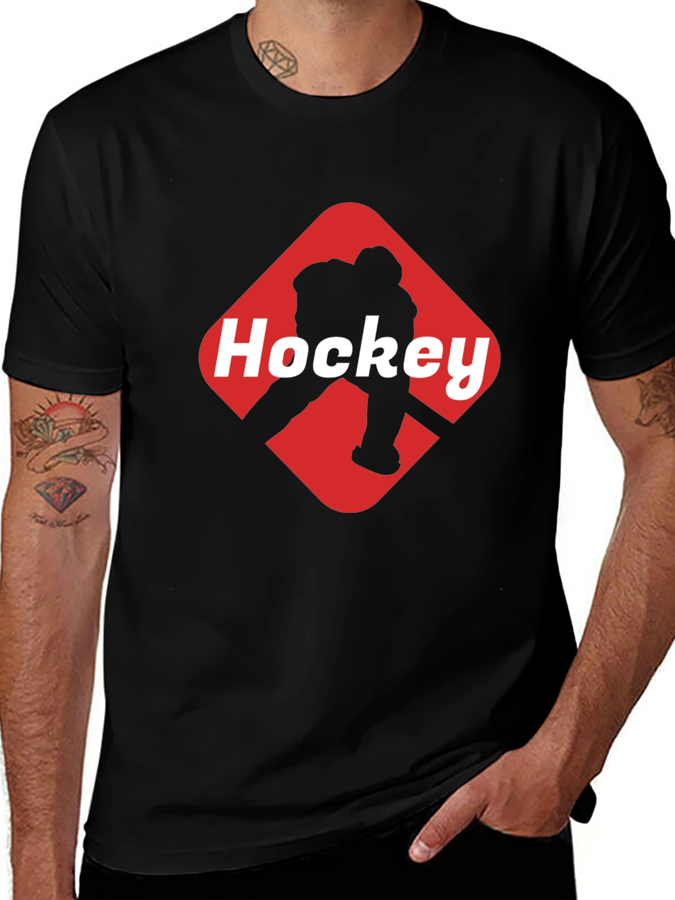 Variant 21 of Hockey Graphic Black T-Shirt