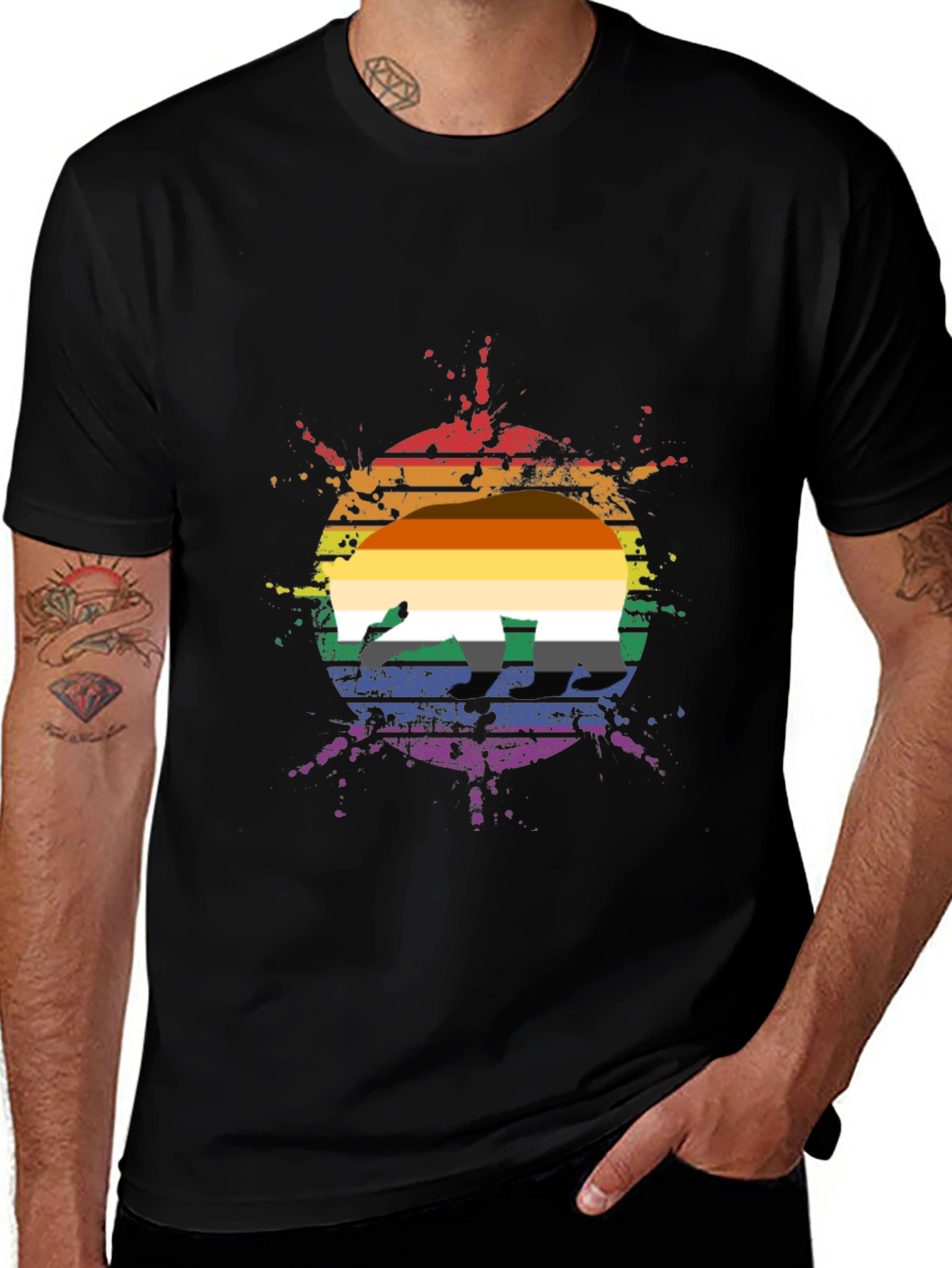 Variant 23 of Pride Bear Graphic Tee - Men's Black T-Shirt