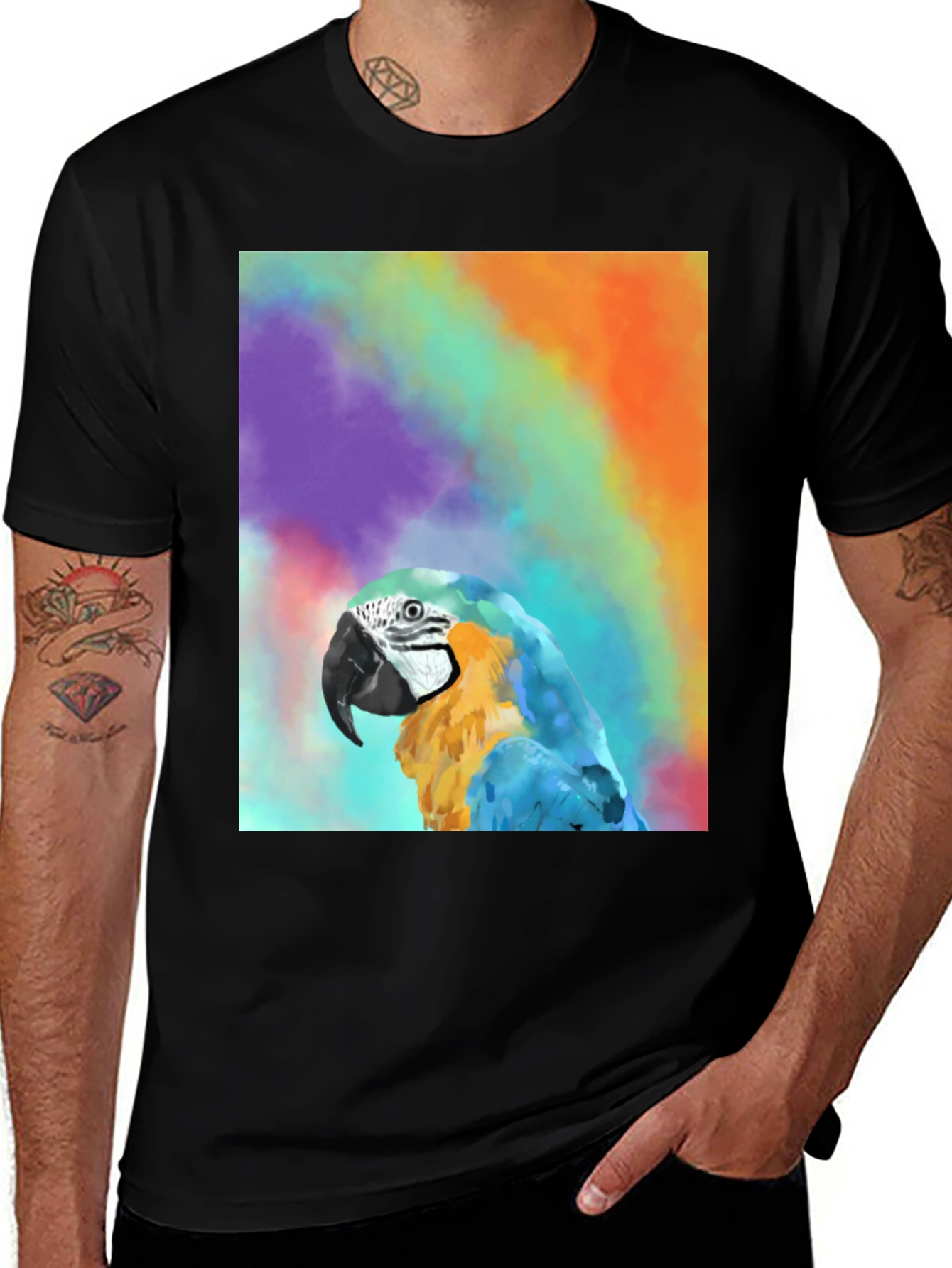 Variant 30 of Parrot Graphic Tee - Colorful Macaw Design