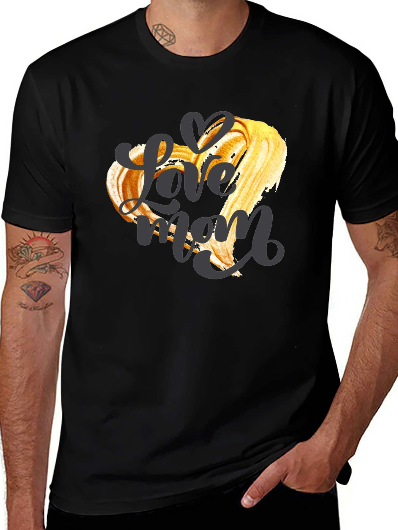 Variant 22 of Love Mom Graphic T-Shirt - Black Crew Neck Tee