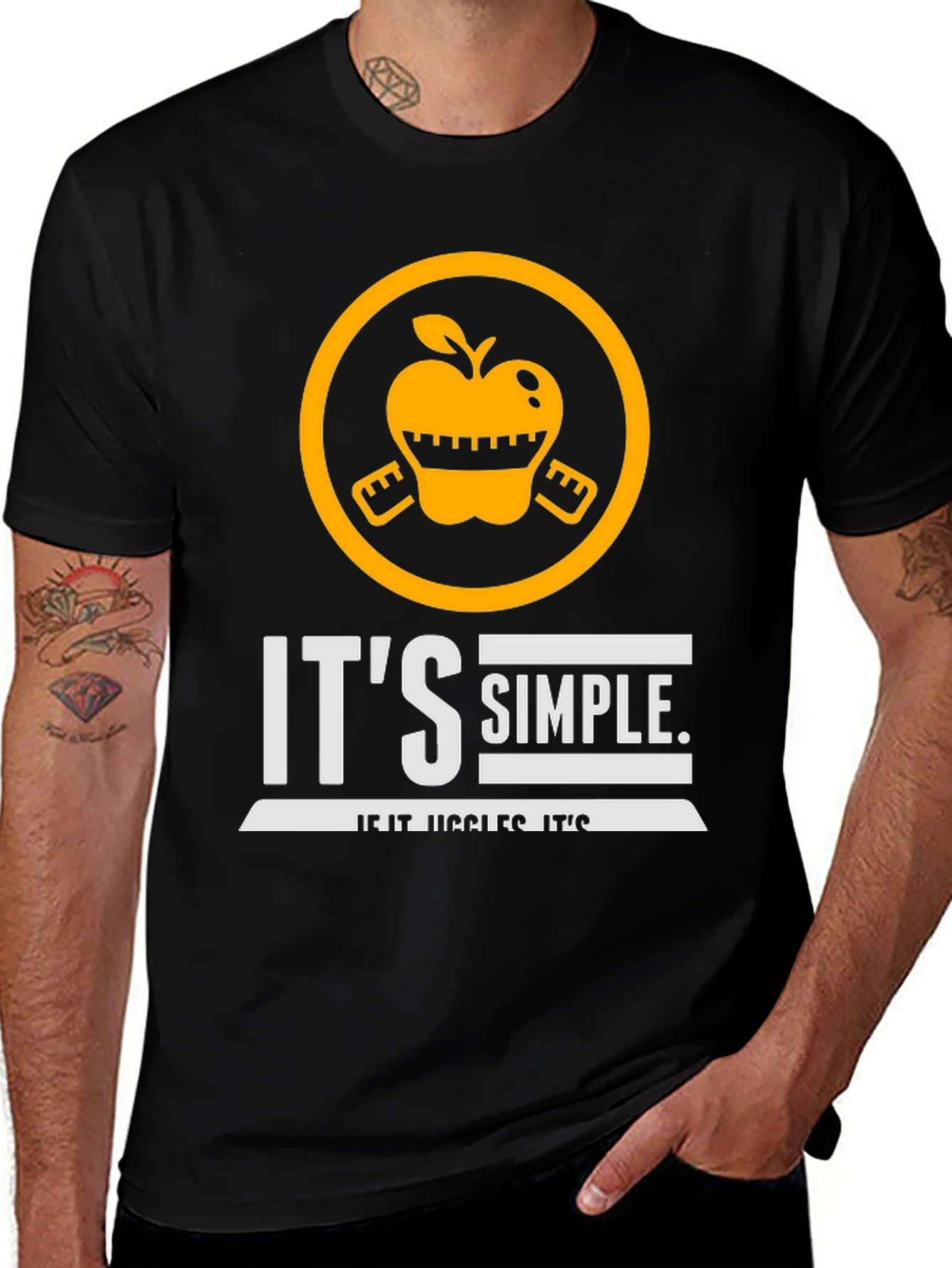Black It's Simple If It Jiggles It's Fat Funny T-Shirt main image