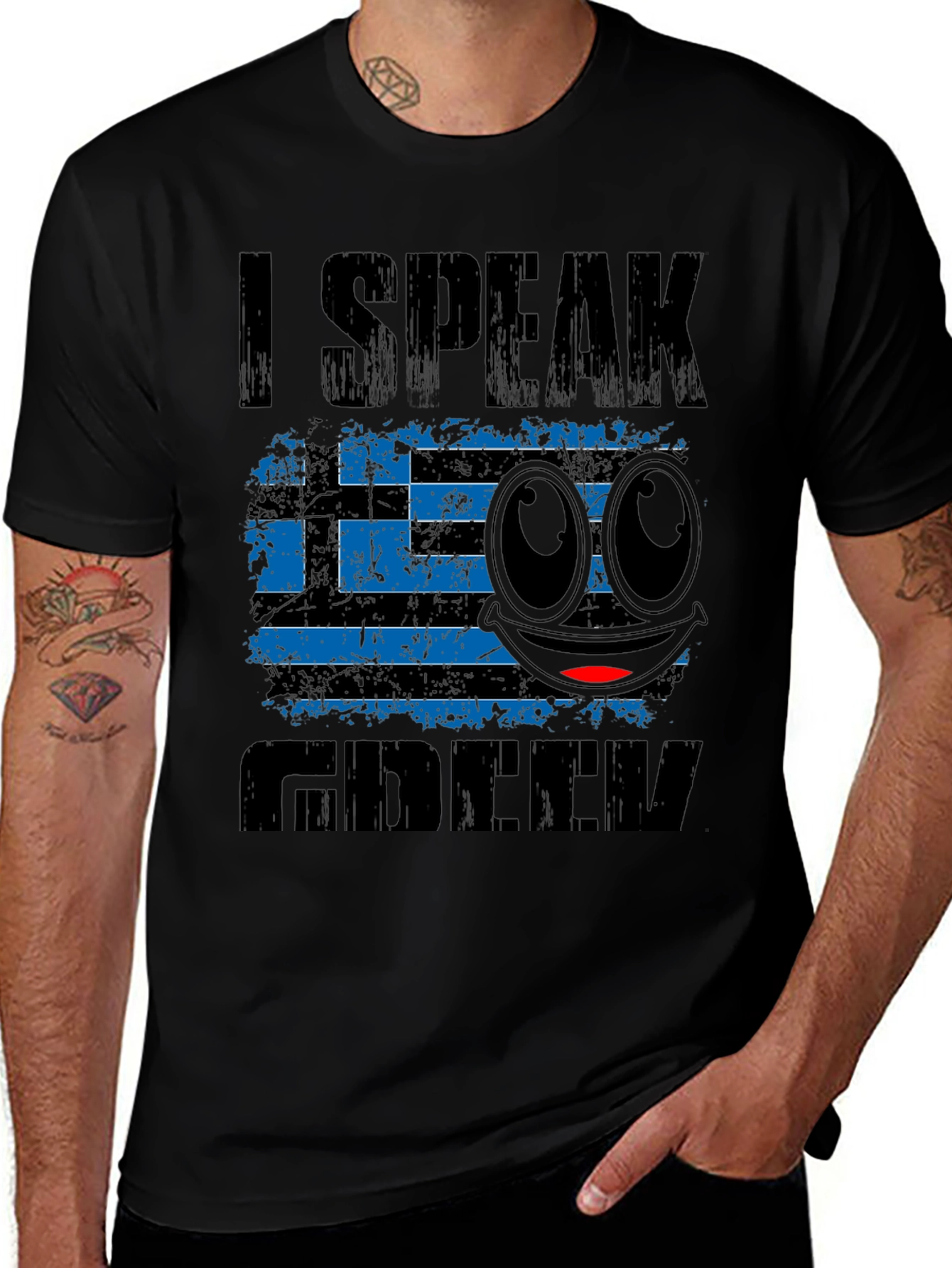 Variant 20 of I Speak Greek T-Shirt Funny Emoji Greece Flag