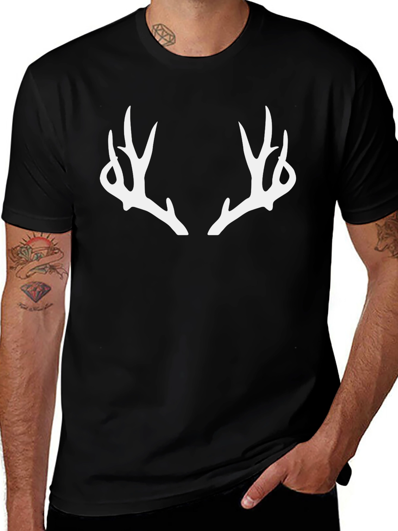 Variant 28 of Antler Graphic Tee - Stylish Black Cotton T-Shirt