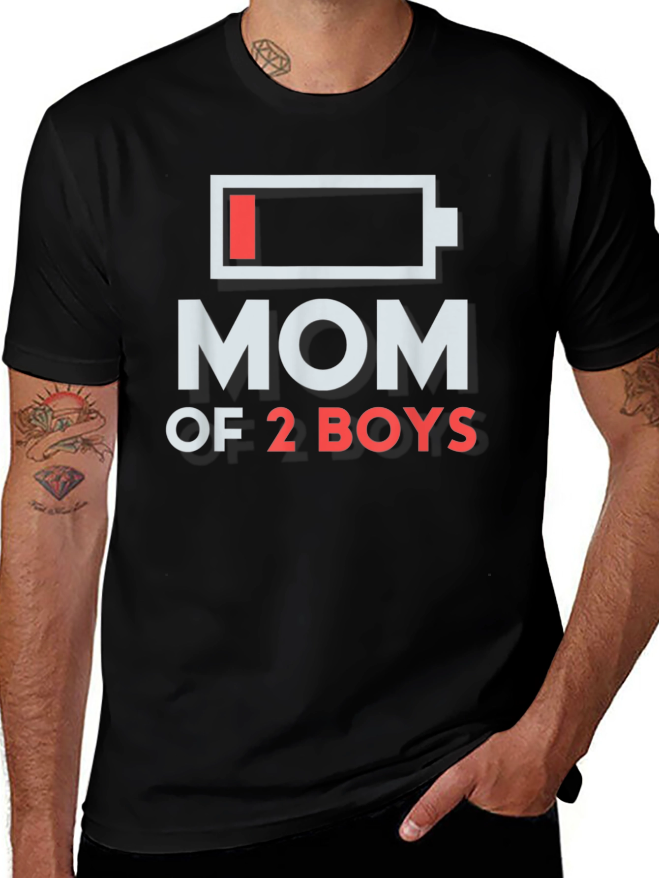 Variant 8 of Mom of 2 Boys Low Battery Graphic T-Shirt