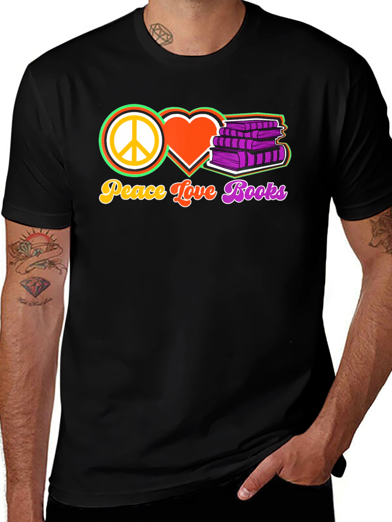 Peace Love Books T-Shirt - Reading Lover Apparel