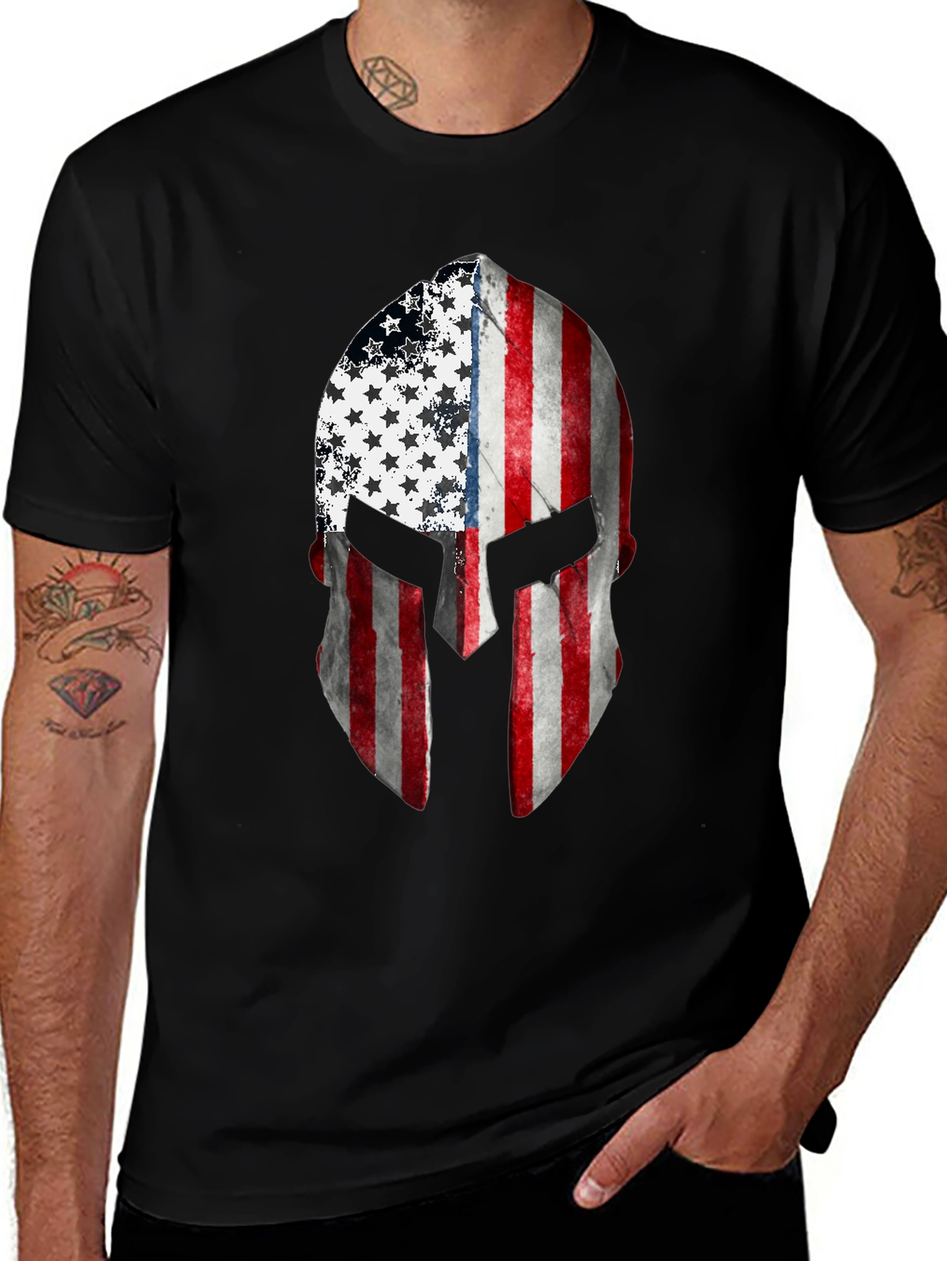 Variant 24 of American Flag Spartan Helmet Graphic T-Shirt