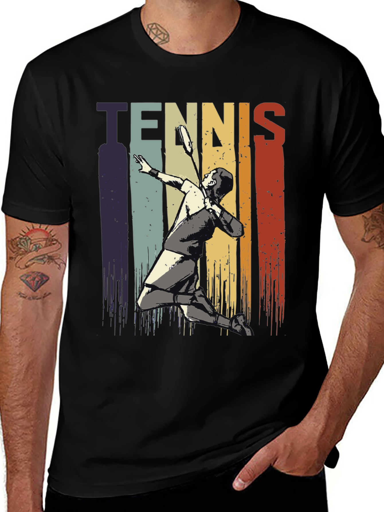 Variant 13 of Retro Tennis Player Graphic T-Shirt