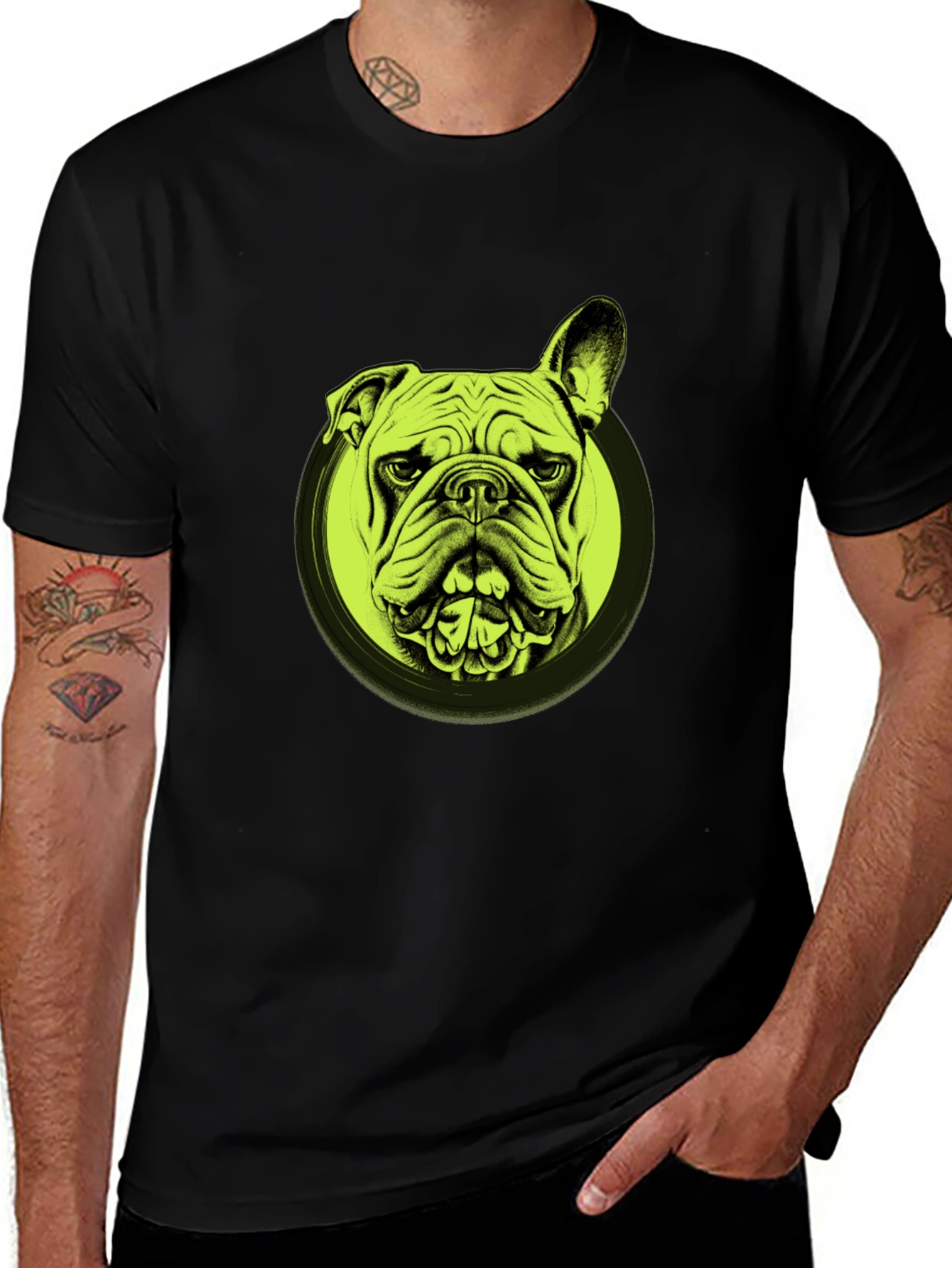 Variant 20 of Bulldog Graphic Print Black T-Shirt