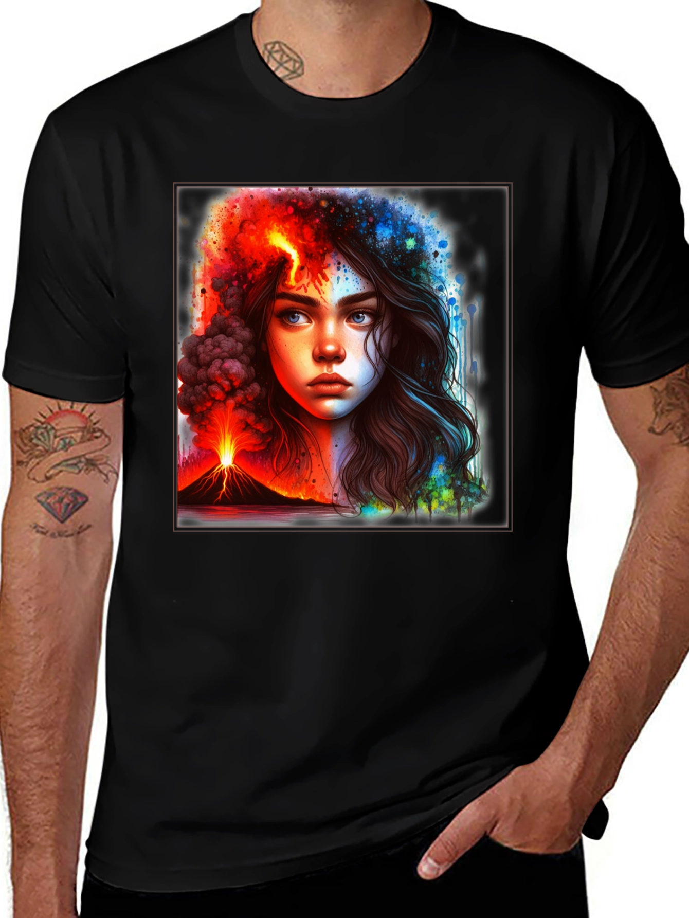 Variant 14 of Lava & Rain T-Shirt: Dual Nature Graphic Tee
