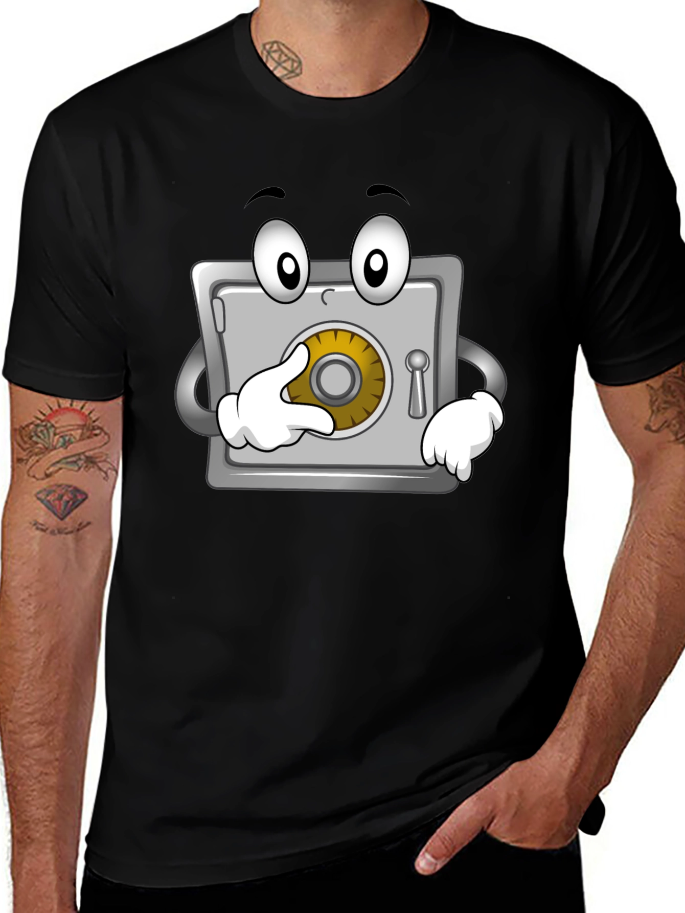 Variant 5 of Cartoon Safe Graphic T-Shirt - Secure Your Style!