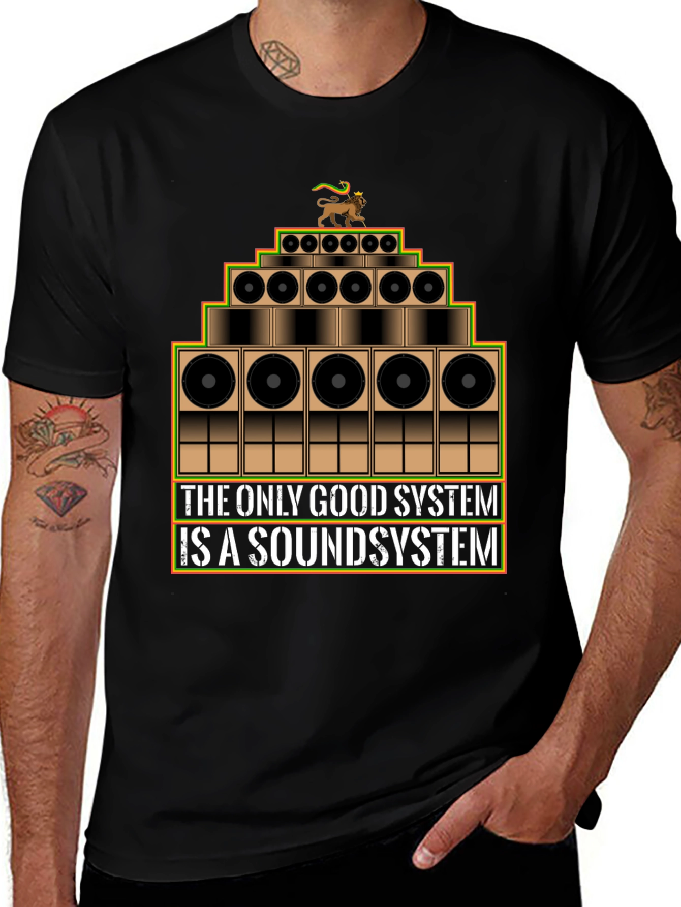 Variant 9 of Rasta Sound System Graphic Tee - Reggae Music Shirt