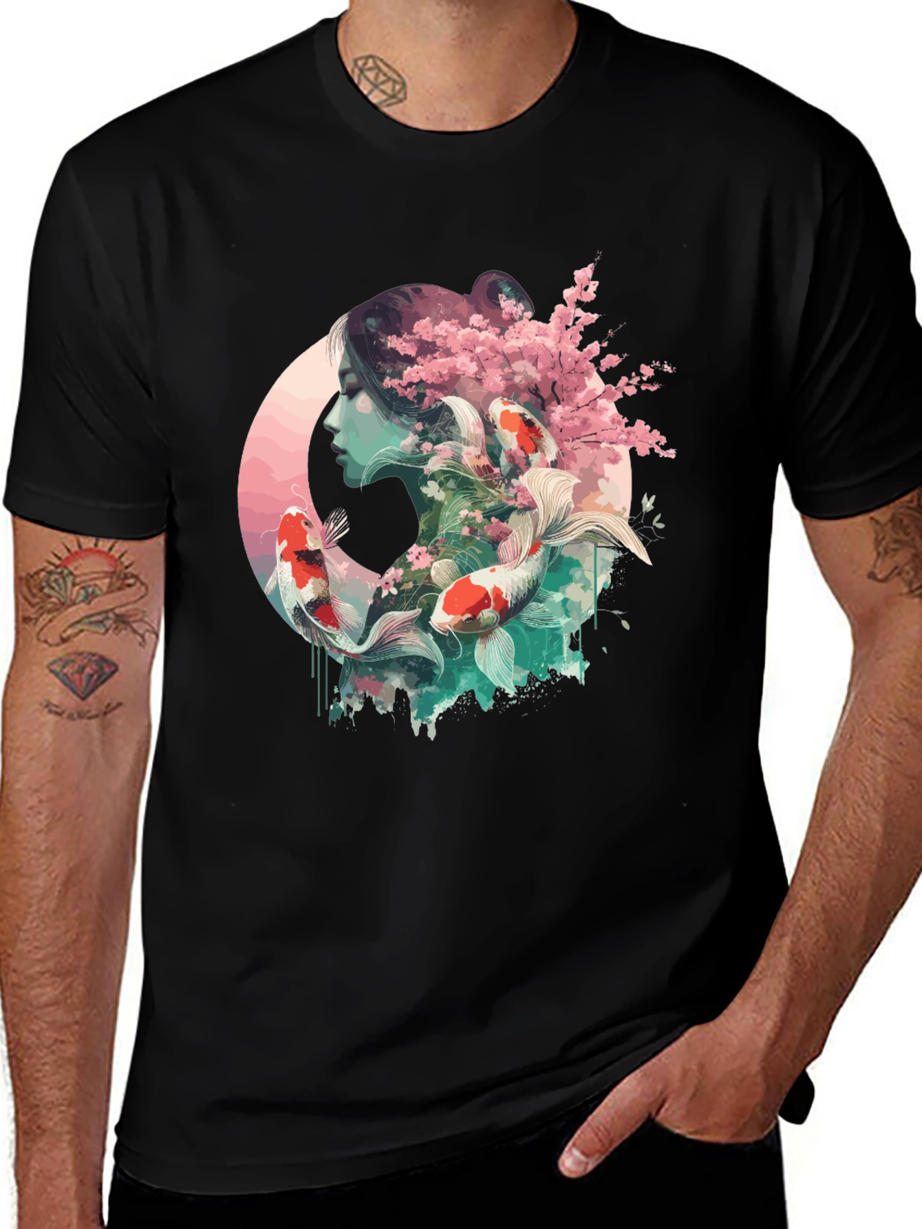Variant 12 of Koi Fish & Cherry Blossom Graphic Tee