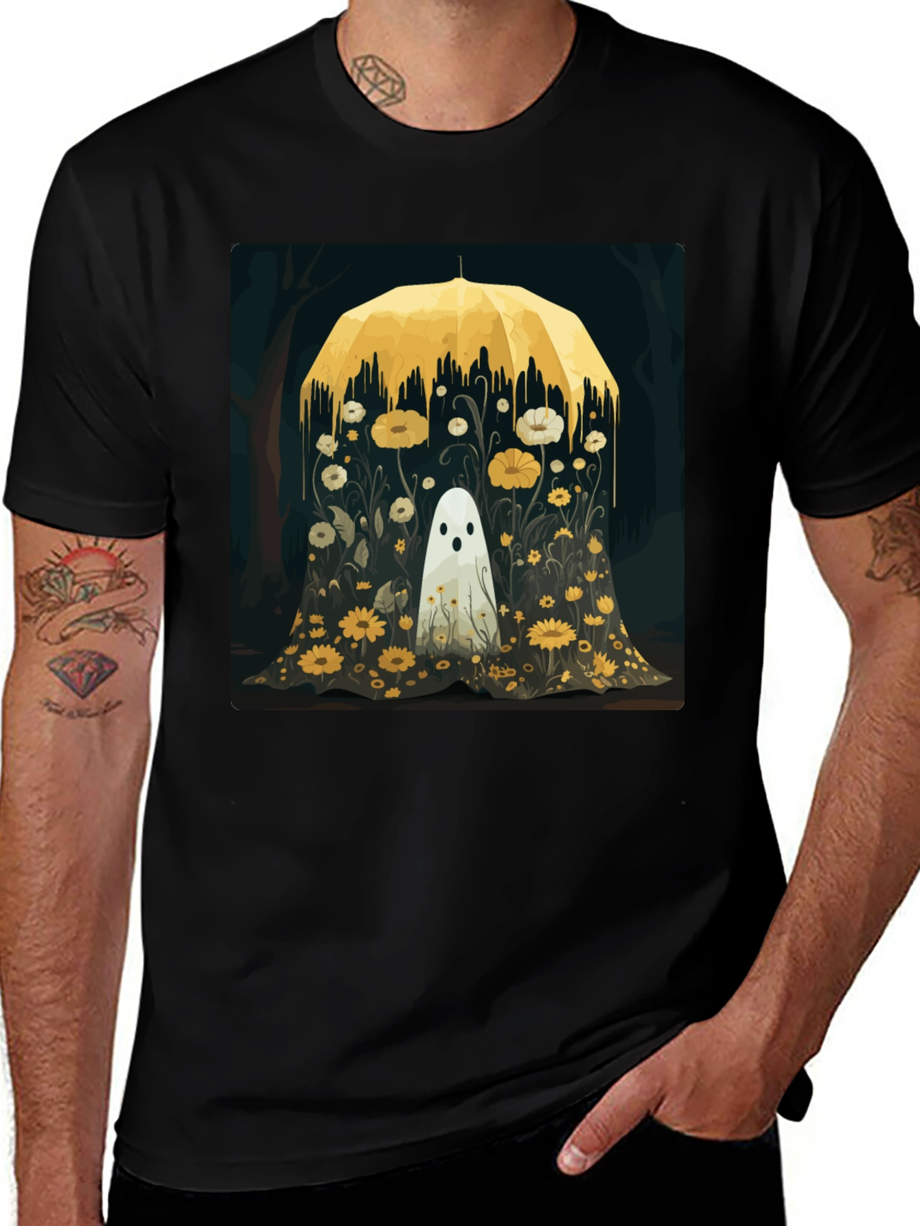 Variant 16 of Ghost in Bloom Black T-Shirt