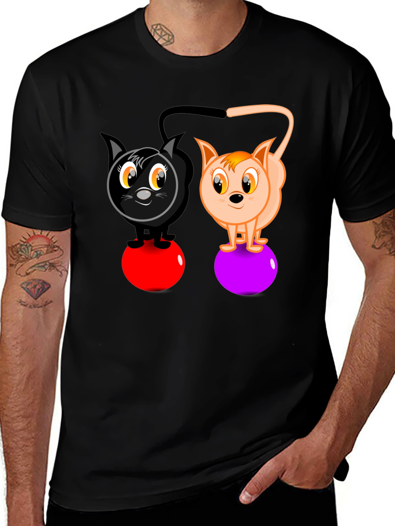 Variant 5 of Cartoon Cats on Balls Graphic T-Shirt