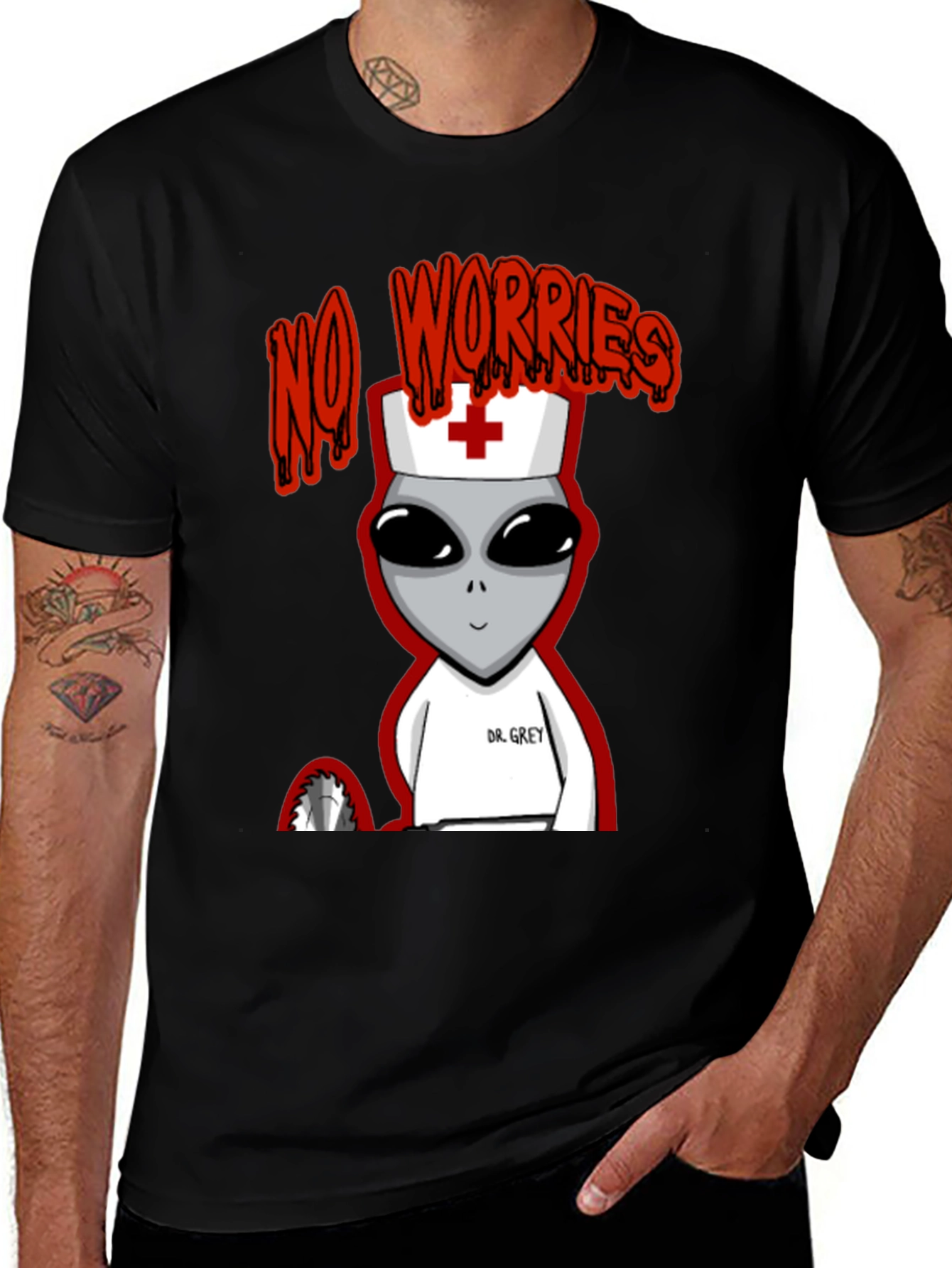 Variant 3 of No Worries Alien Dr. Grey T-Shirt