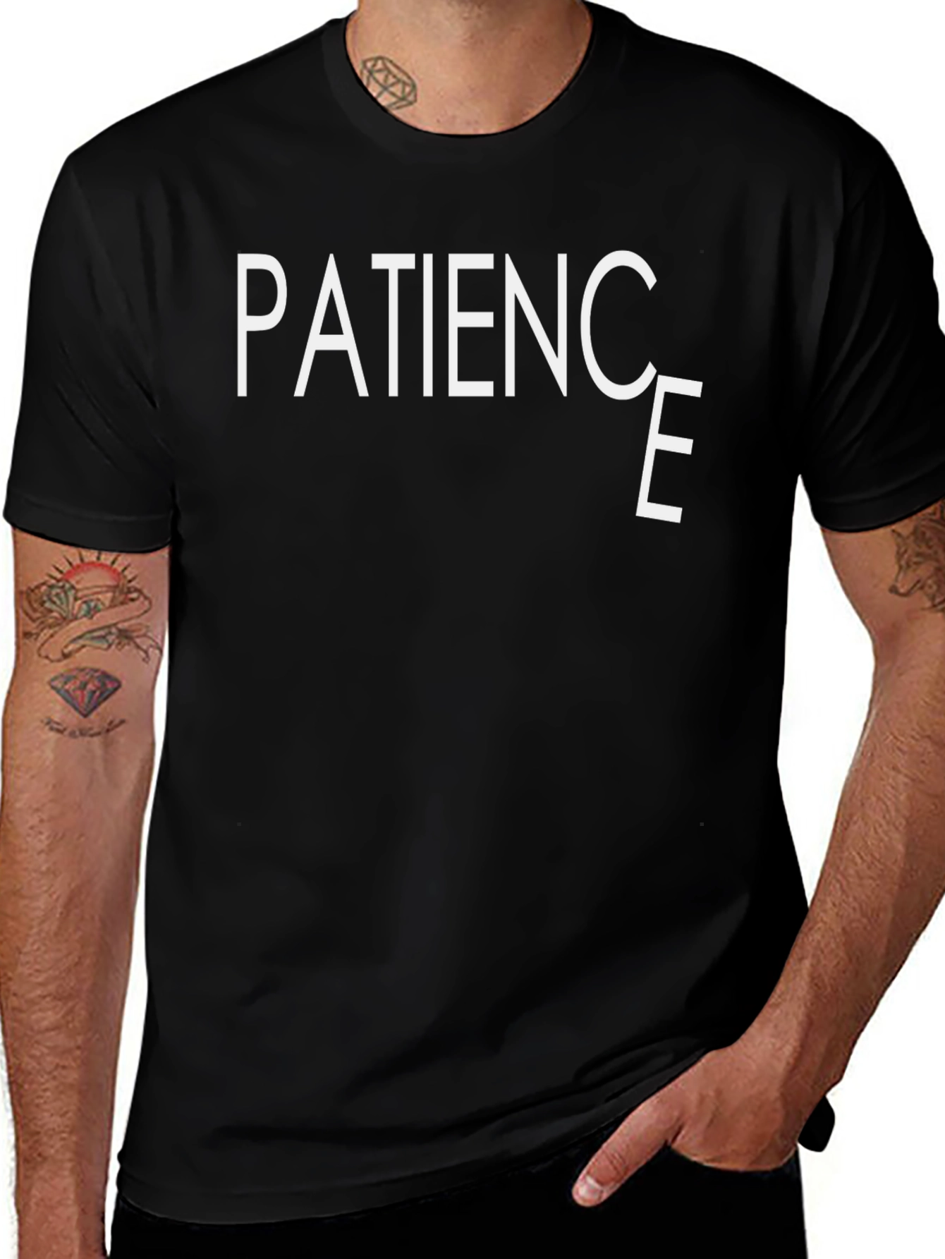 Variant 10 of Patience Graphic Tee - Black Cotton Comfort