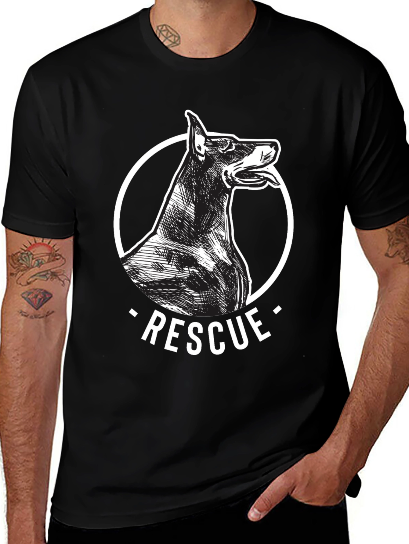 Variant 25 of Doberman Rescue Dog Black Graphic Tee