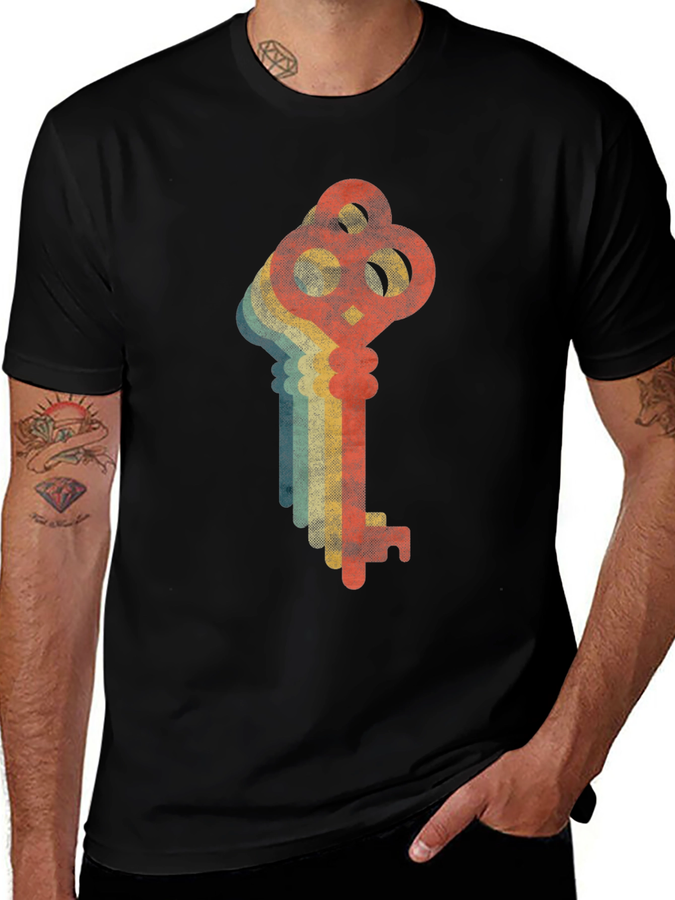 Variant 2 of Retro Key Graphic T-Shirt - Vintage Style Tee