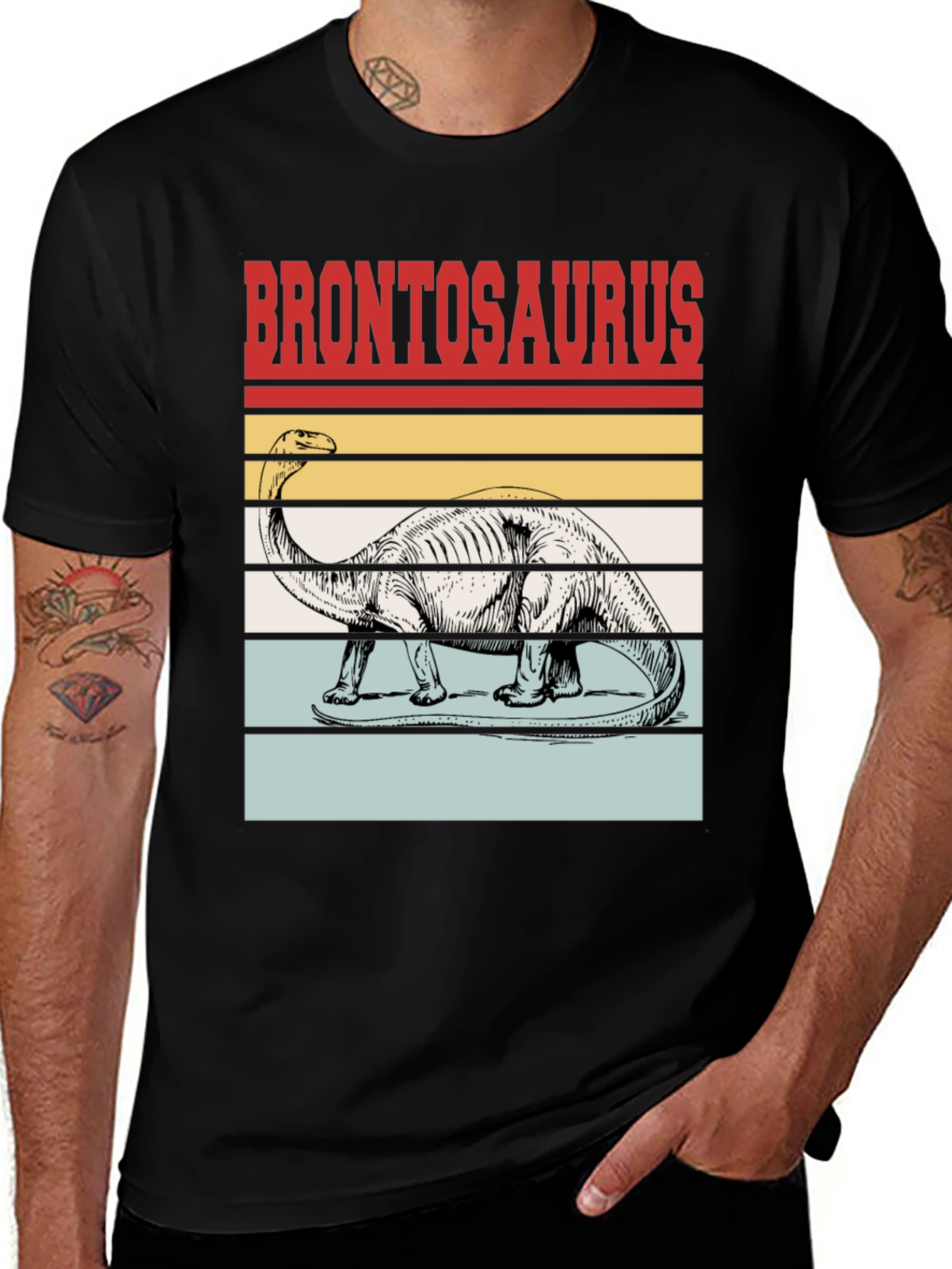 Variant 12 of Brontosaurus Retro T-Shirt - Vintage Dinosaur Tee