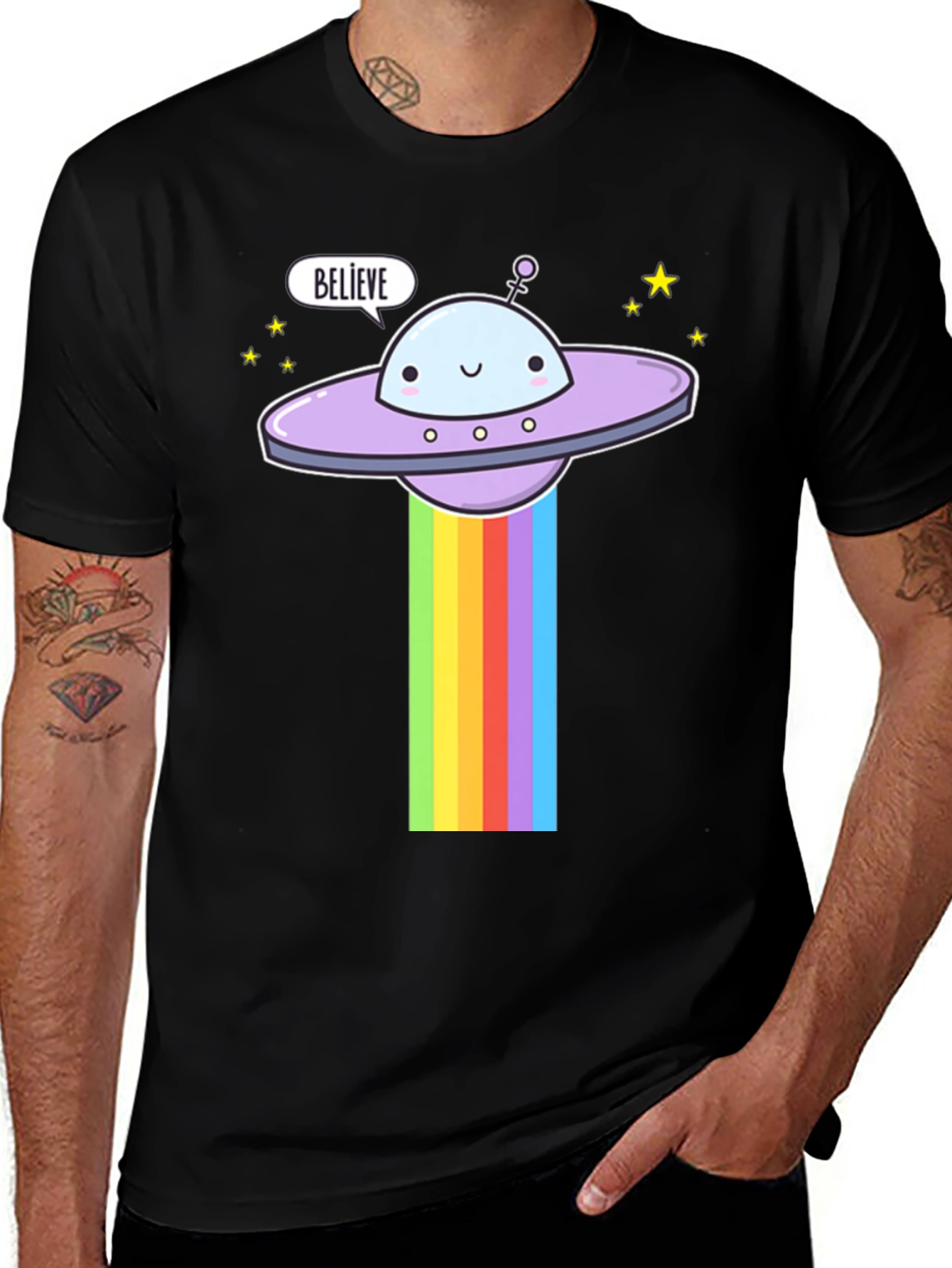 Variant 16 of Believe UFO Rainbow T-Shirt
