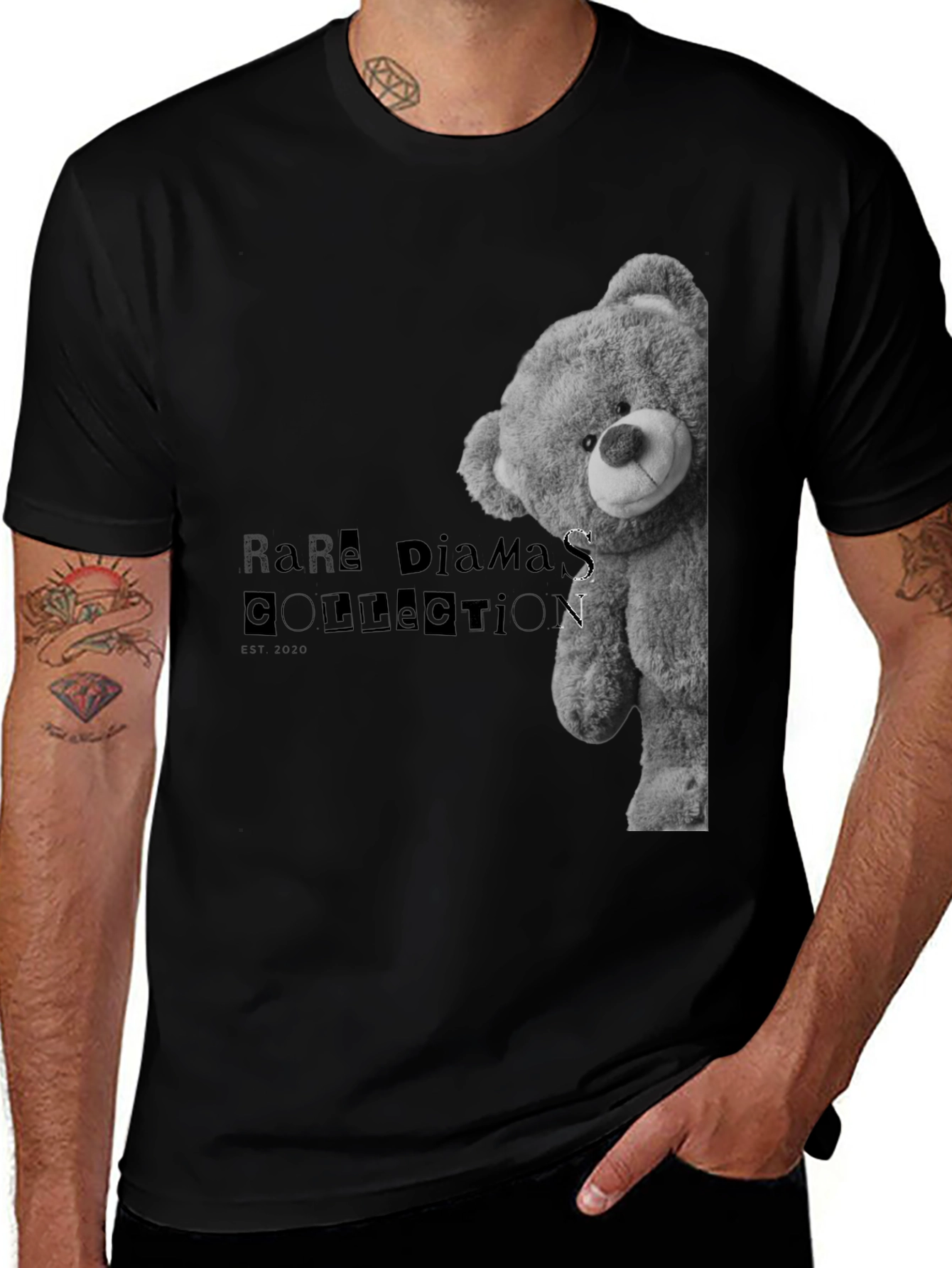 Variant 30 of Rare Diamonds Bear Graphic Tee - Black