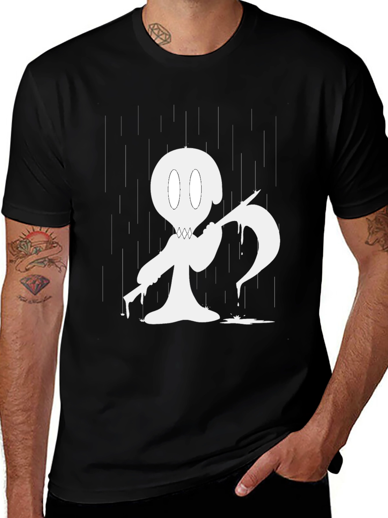 Grim Reaper T-Shirt - Cartoon Ghost Scythe Graphic Tee