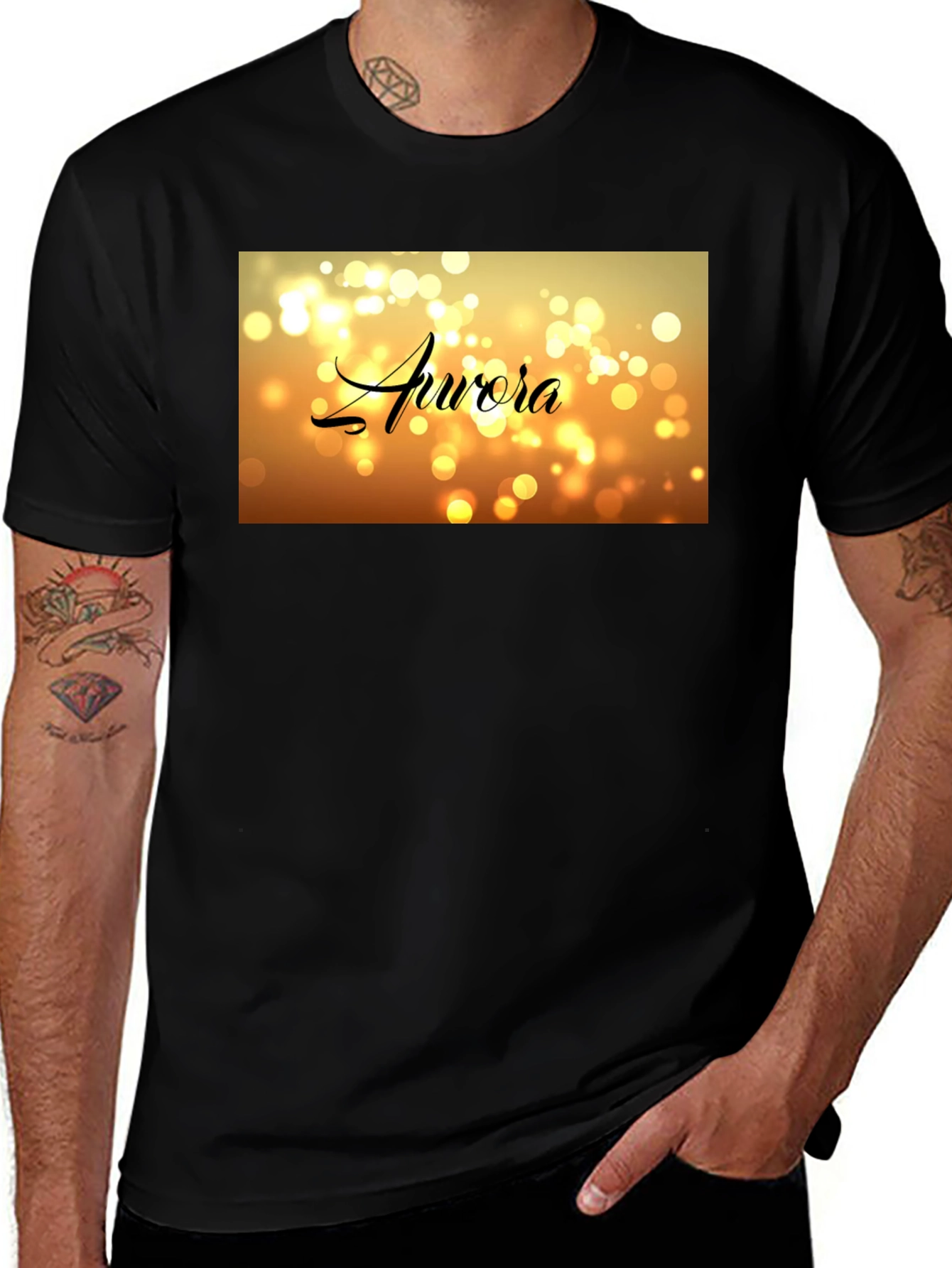 Variant 26 of Aurora Bokeh Graphic Black T-Shirt