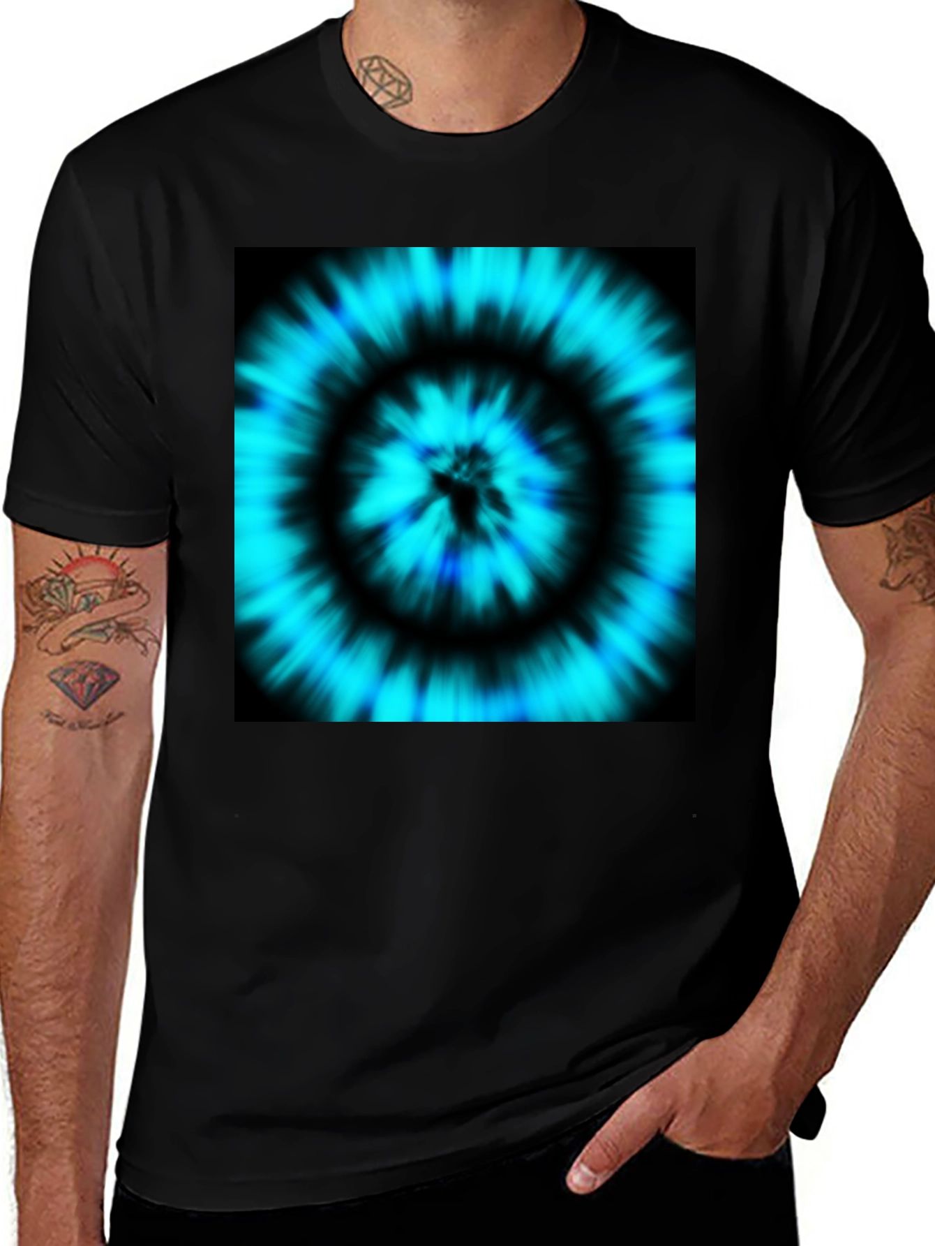 Variant 26 of Abstract Tie Dye T-Shirt - Men's Black Tee