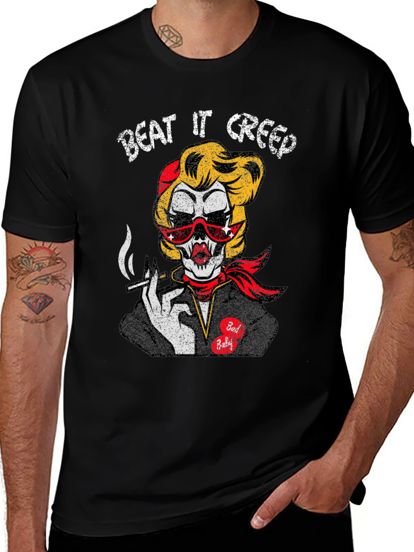 Beat It Creep Graphic T-Shirt - Skull Lady