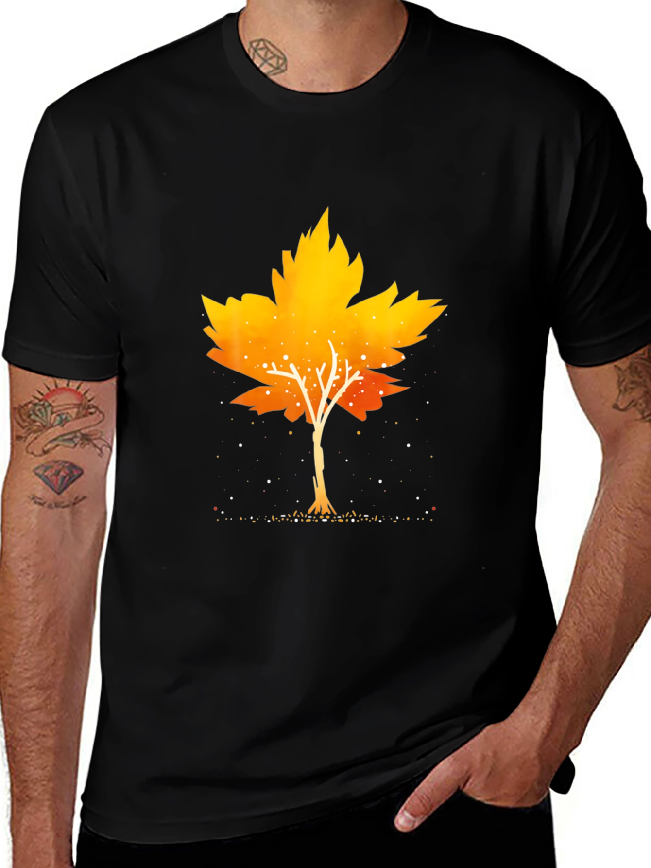 Variant 2 of Autumn Leaf Tree Graphic Tee - Stylish Men's T-Shirt