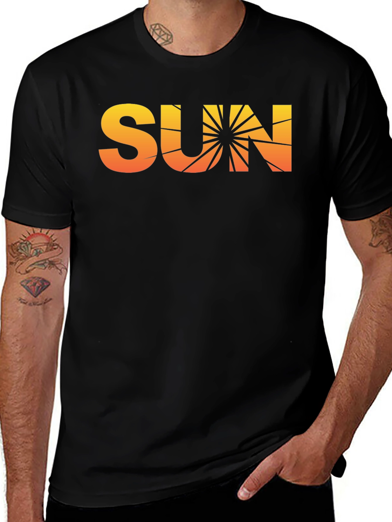 Variant 15 of Sunset Graphic Tee - Retro Vibe Black Cotton T-Shirt
