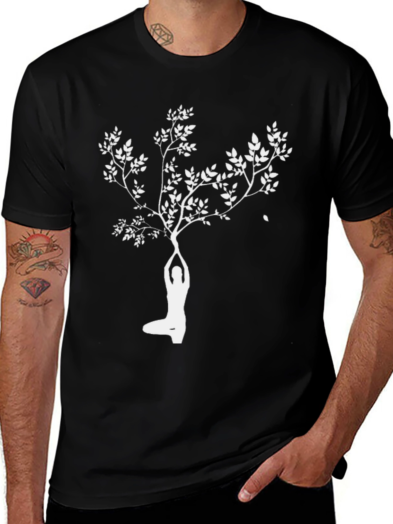 Variant 17 of Yoga Tree Black Tee - Spiritual Graphic Shirt