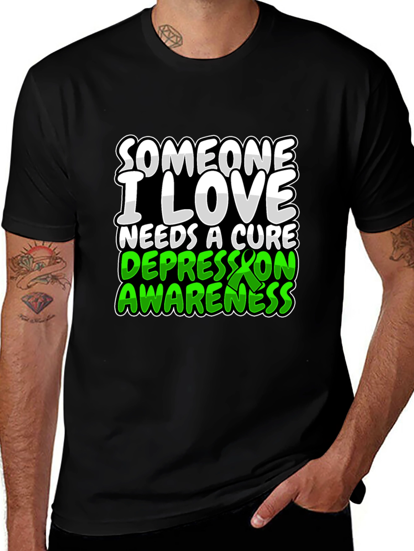Variant 9 of Depression Awareness Black T-Shirt