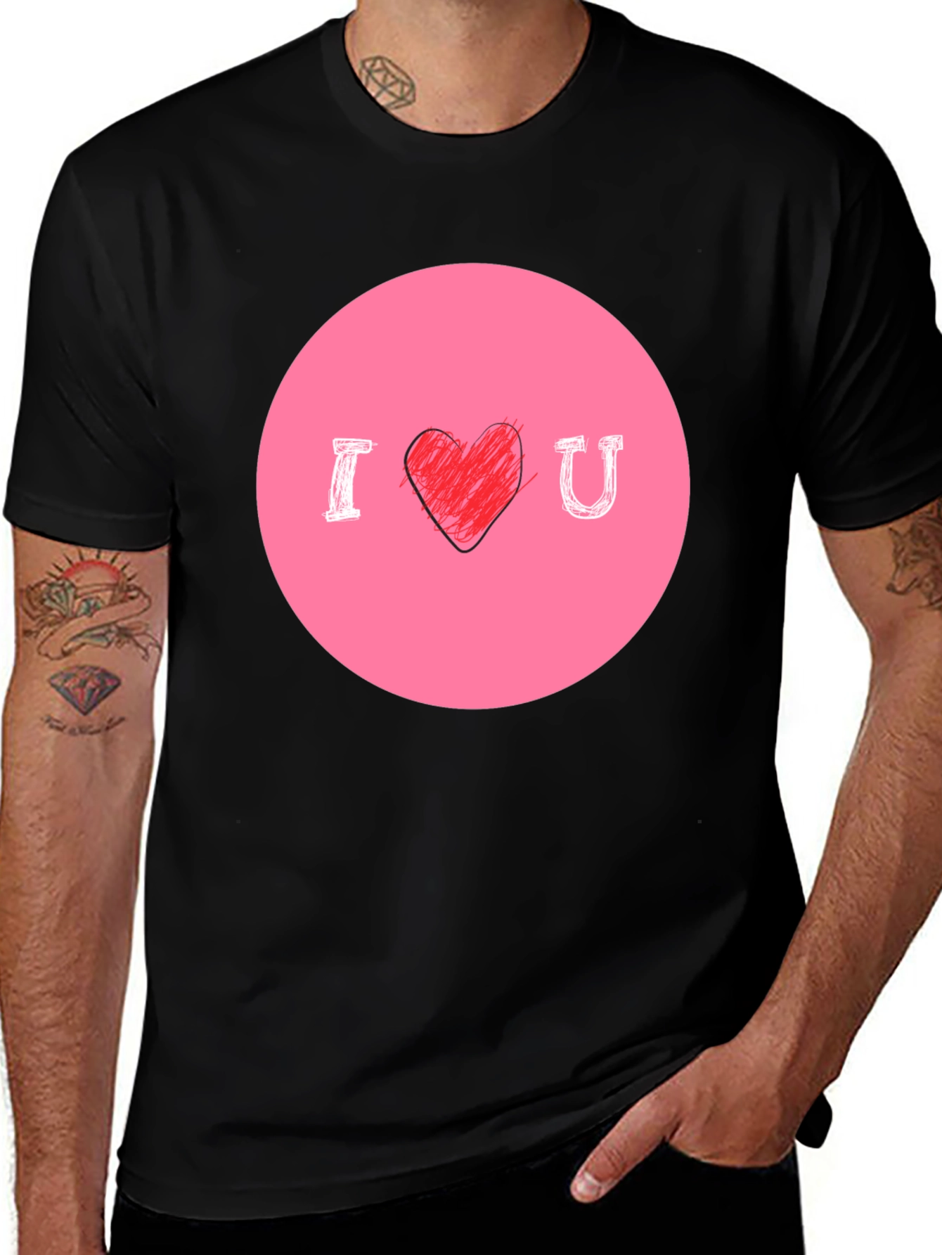 Variant 12 of I Heart U Graphic Tee - Men's Black T-Shirt