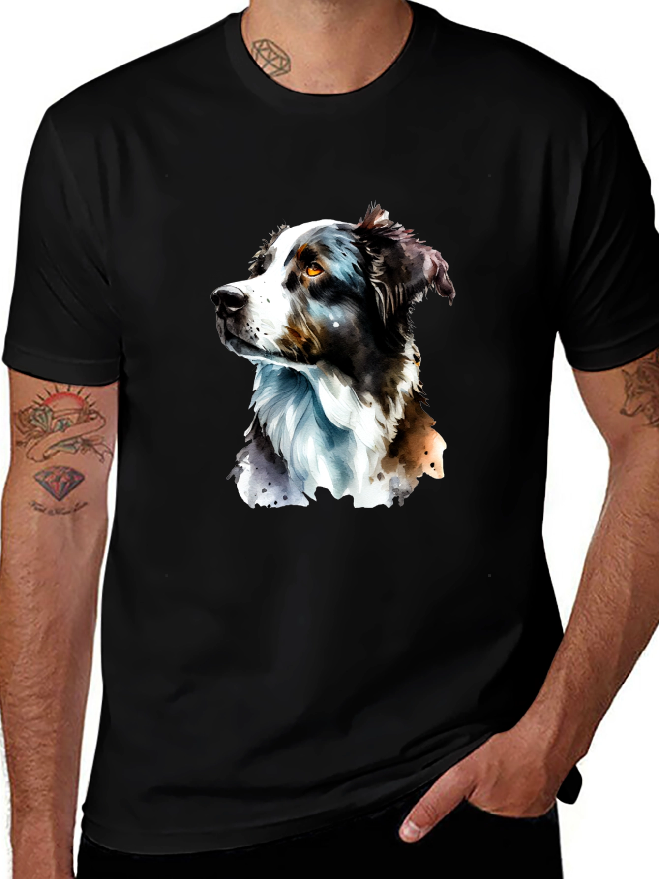 Variant 22 of Dog Portrait Graphic T-Shirt - Black