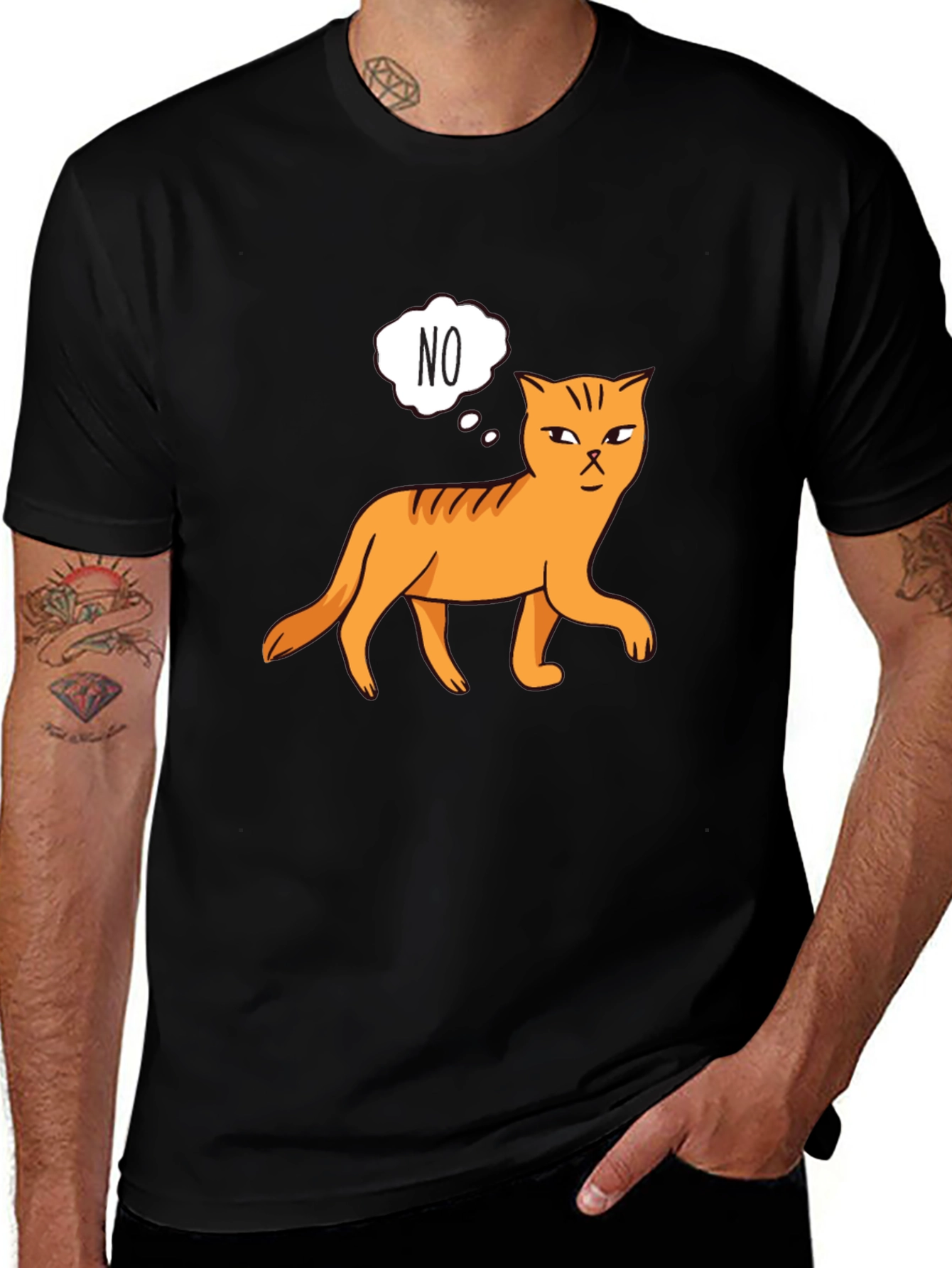 Variant 25 of NO Cat Graphic Tee - Unisex Black T-Shirt
