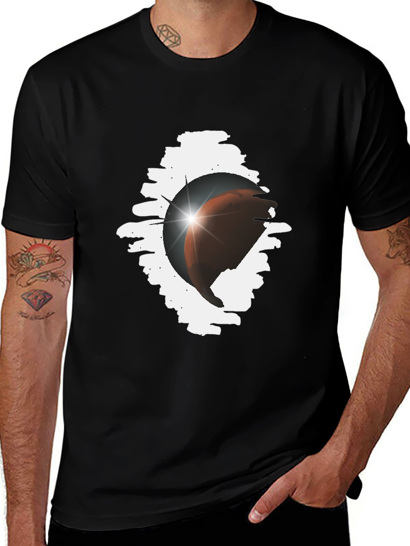Variant 28 of Eclipse Graphic Tee - Stylish Black Cotton Blend