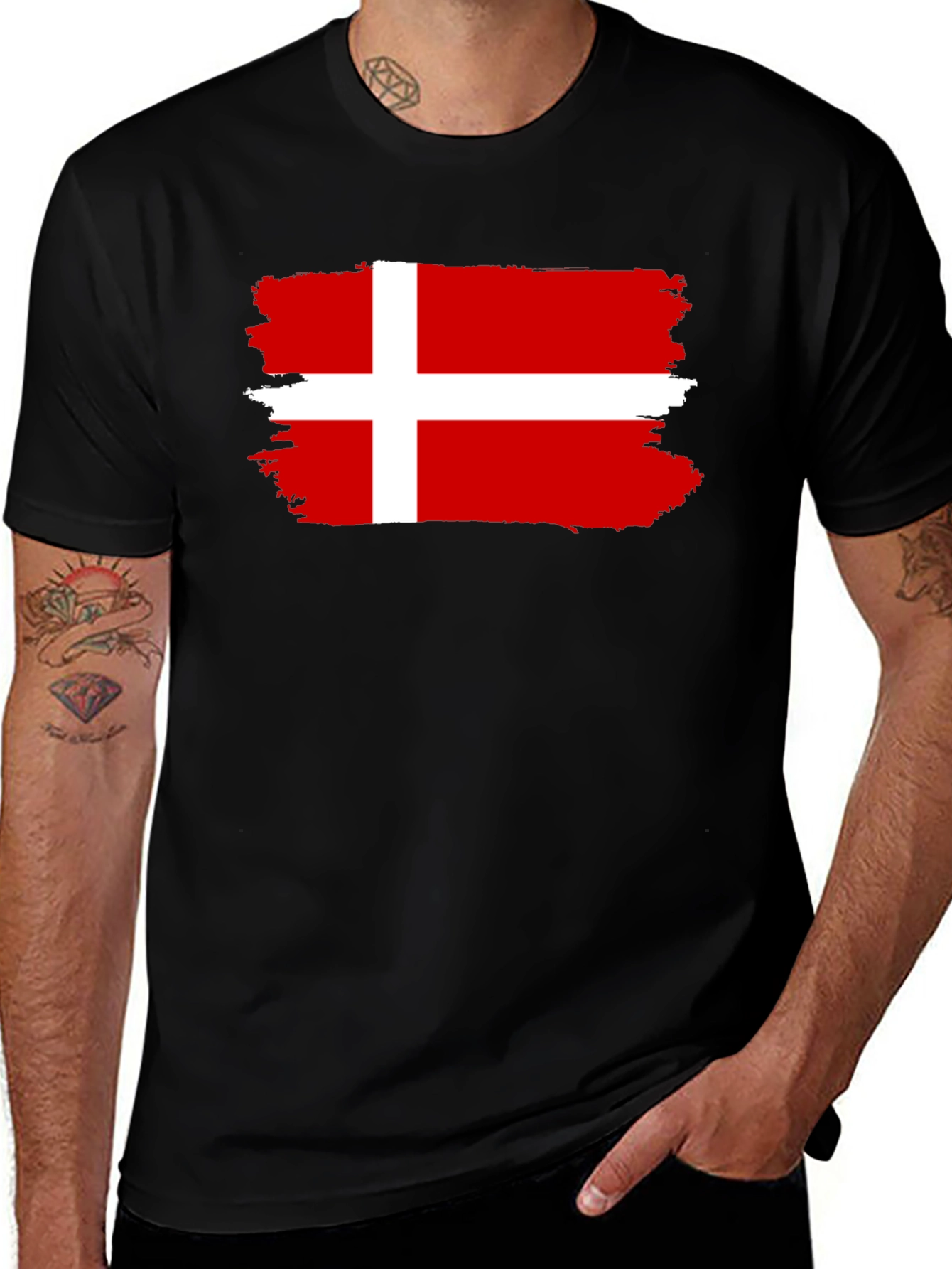 Denmark Flag T-Shirt - Distressed Look