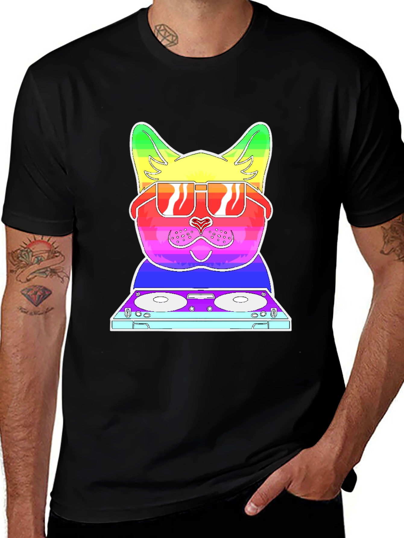 Variant 30 of Rainbow DJ Cat T-Shirt
