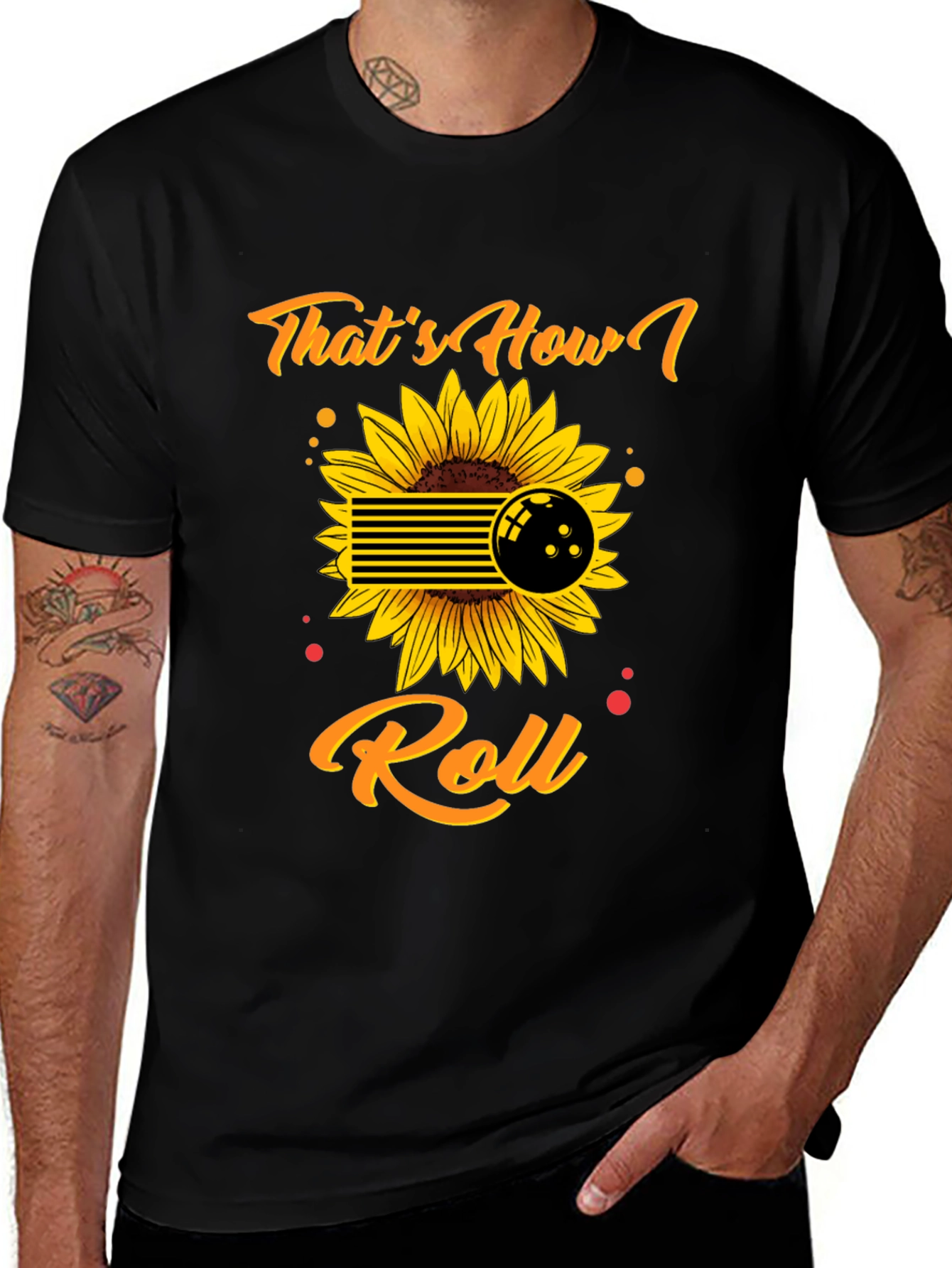Variant 12 of That's How I Roll Bowling Sunflower Graphic Tee