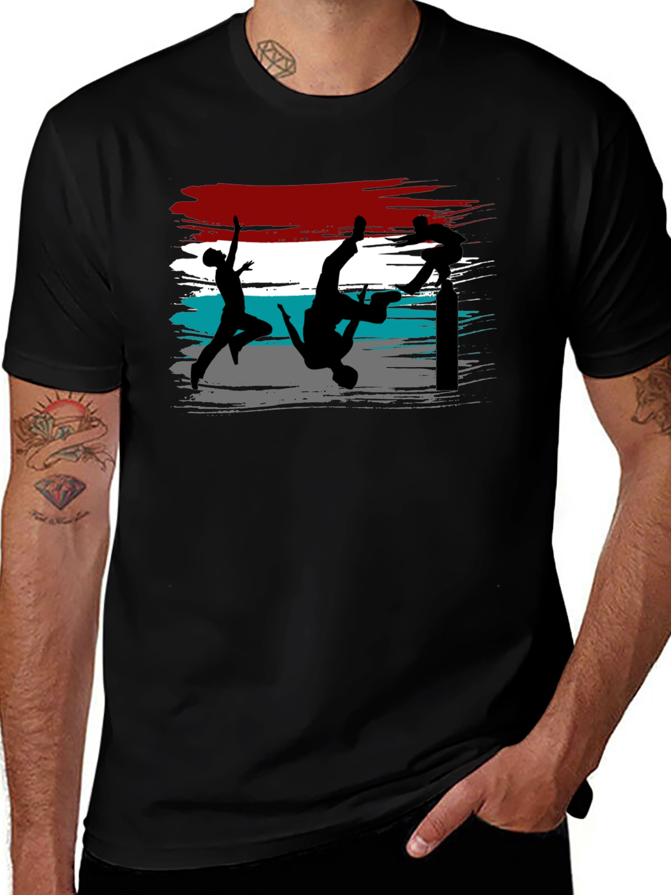 Variant 16 of Parkour Silhouette Graphic Black T-Shirt