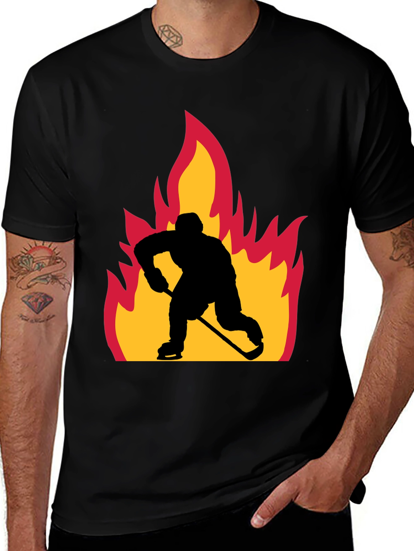 Variant 18 of Hockey Player on Fire Graphic Tee