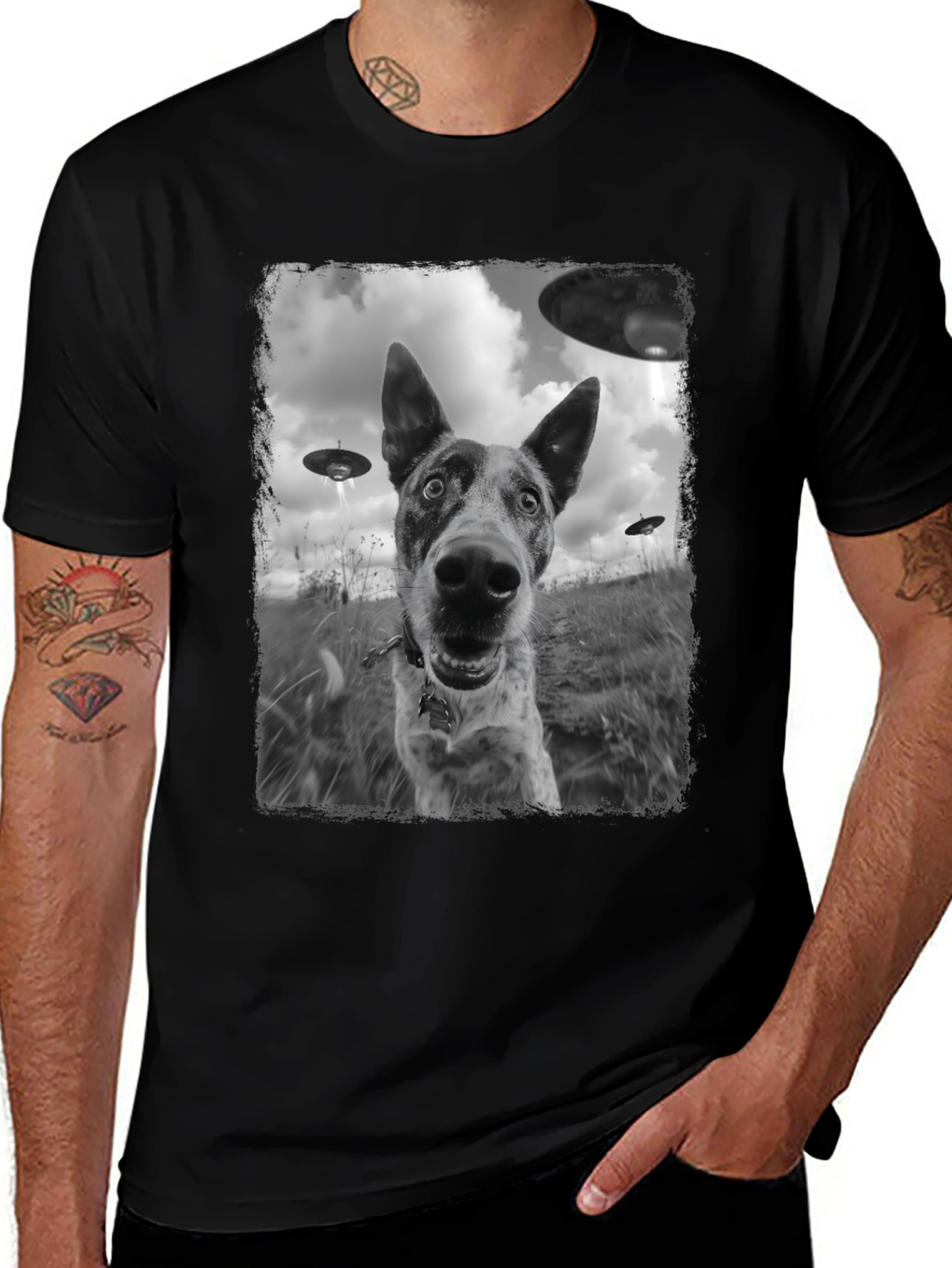 Variant 4 of UFO Dog T-Shirt - Alien Abduction Tee