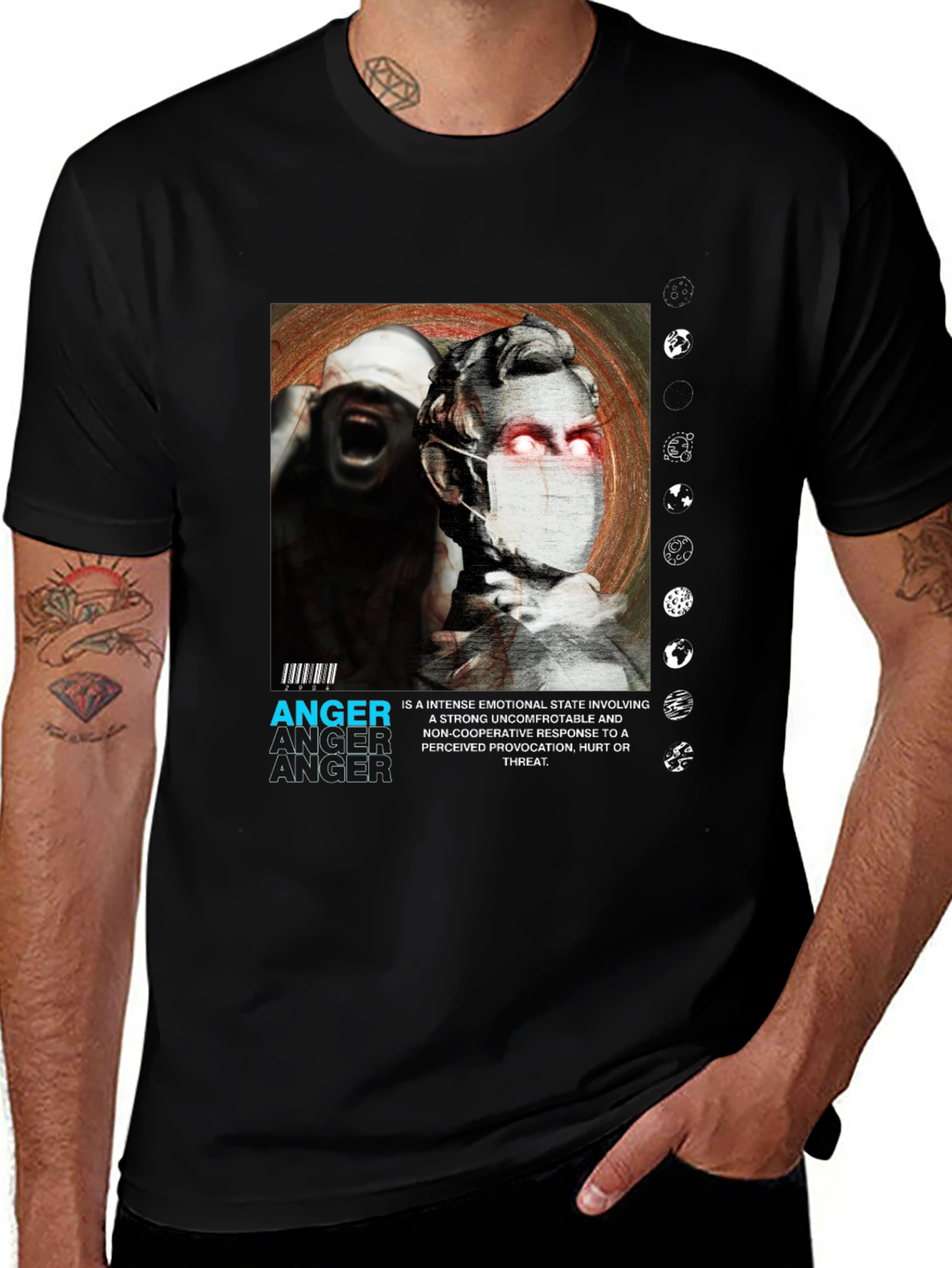 Variant 4 of Anger Graphic Print Black T-Shirt