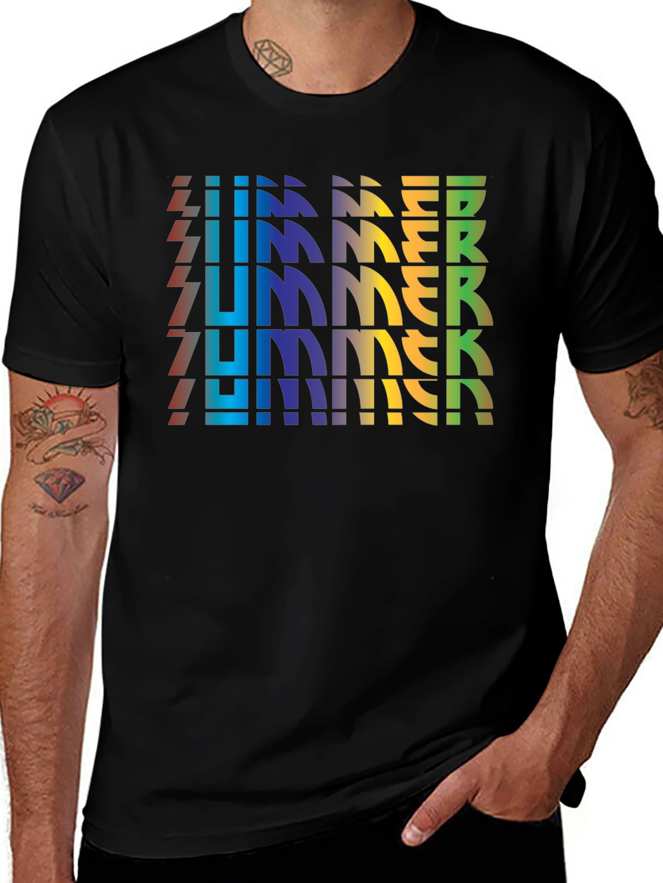 Variant 20 of Retro Summer Graphic Tee - Rainbow Design