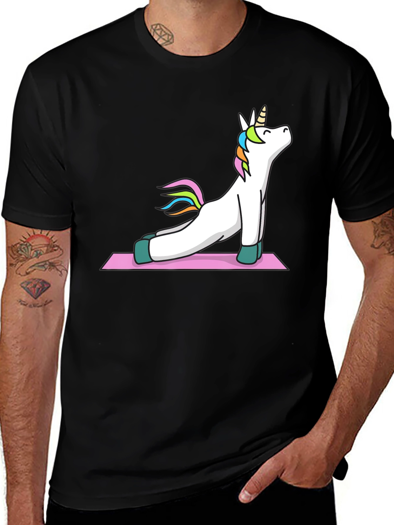 Variant 5 of Yoga Unicorn Graphic Tee - Black