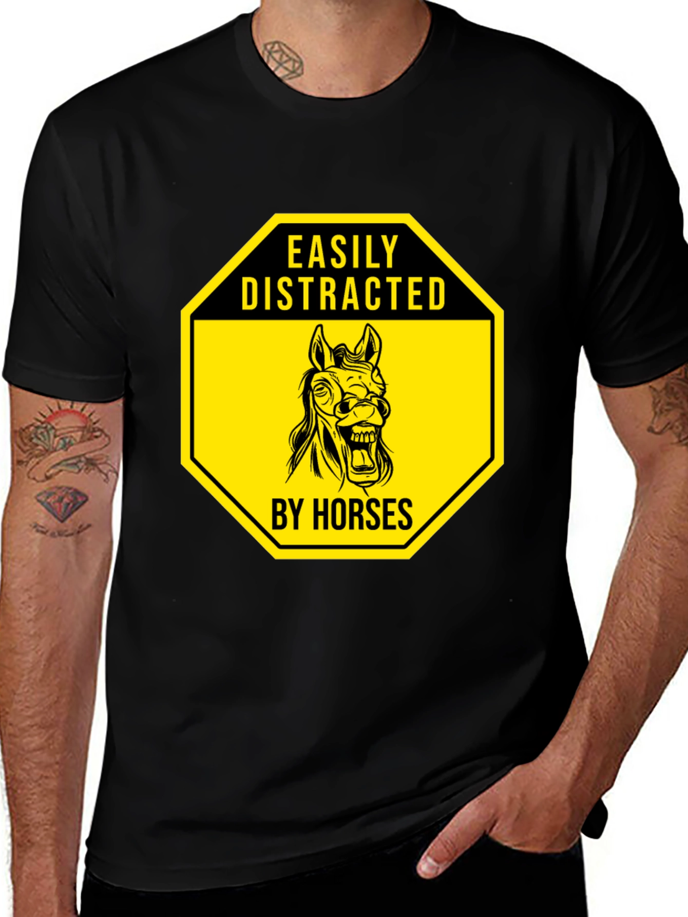 Variant 12 of Easily Distracted By Horses Graphic Tee